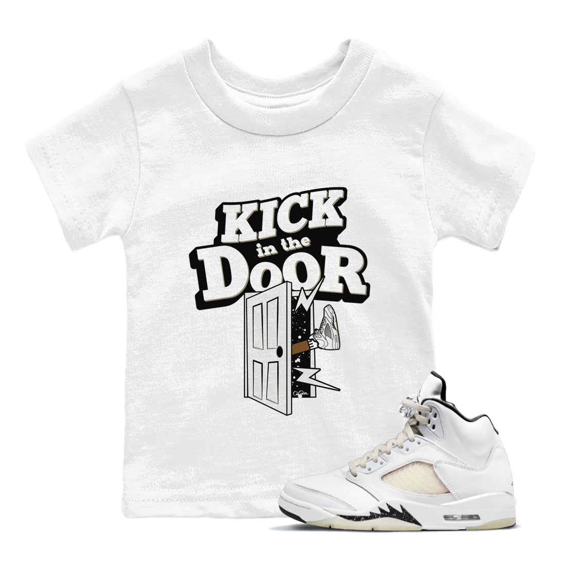 5s Sail shirt to match jordans Kick In The Door sneaker tees Air Jordan 5 Sail Drip Gear Zone baby toddler White 1 cotton Shirt