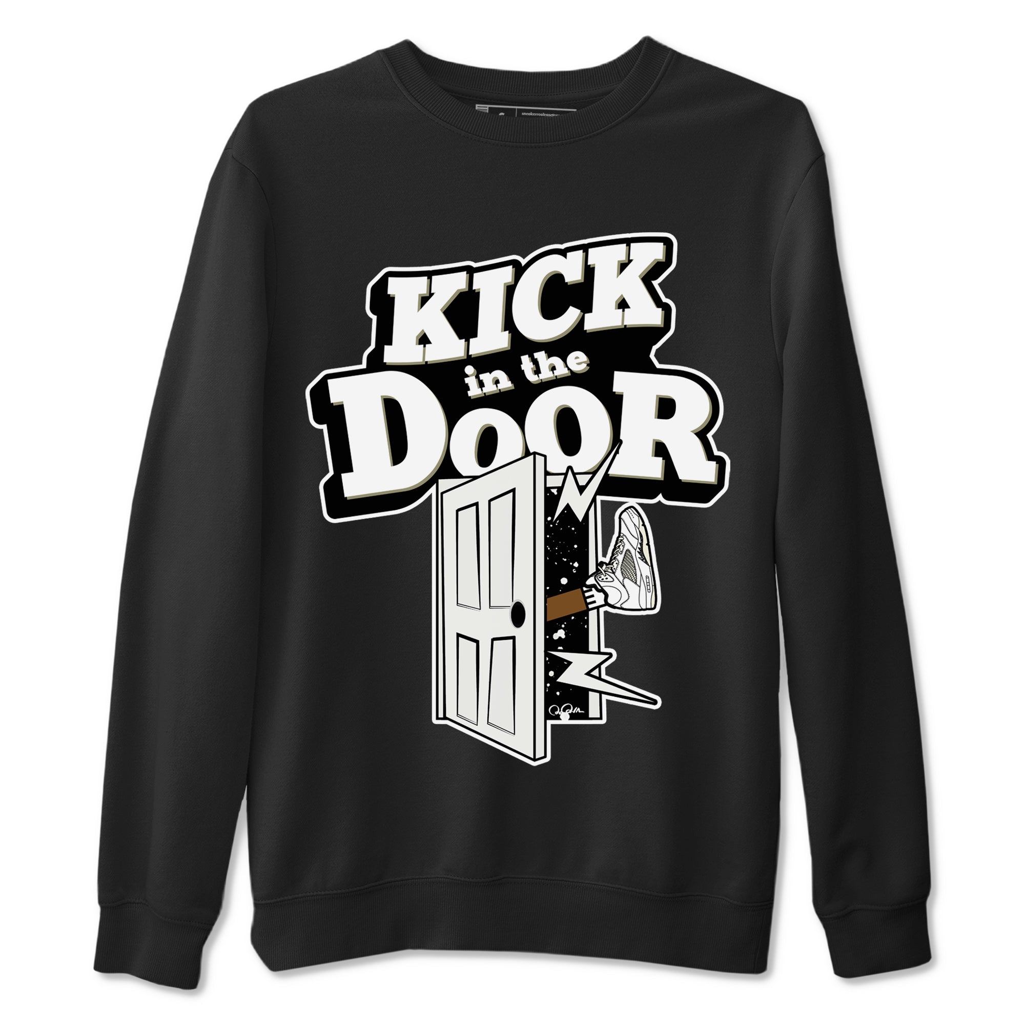 5s Sail shirt to match jordans Kick In The Door sneaker tees Air Jordan 5 Sail Drip Gear Zone unisex cotton Black 2 crew neck shirt