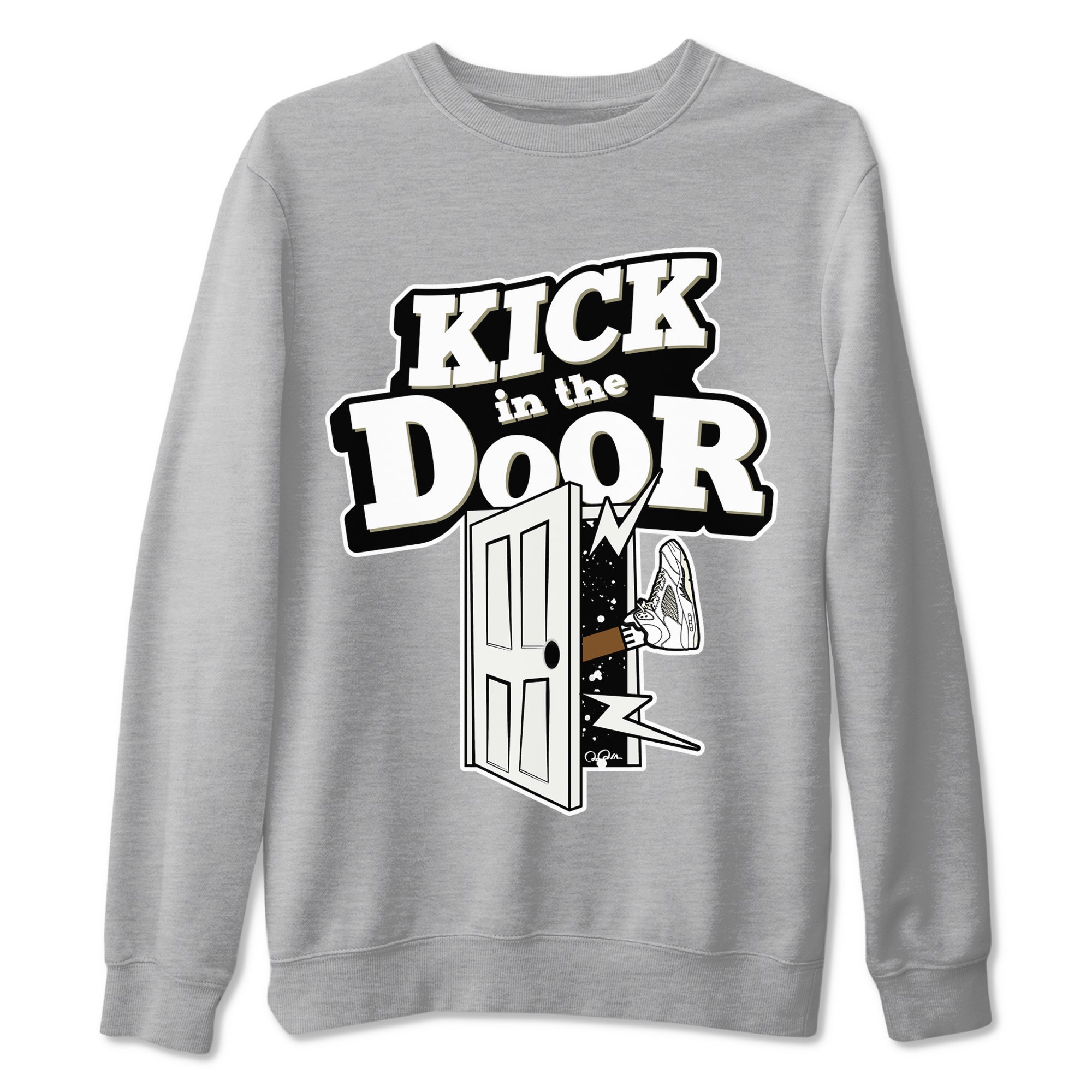 5s Sail shirt to match jordans Kick In The Door sneaker tees Air Jordan 5 Sail Drip Gear Zone unisex cotton Heather Grey 2 crew neck shirt