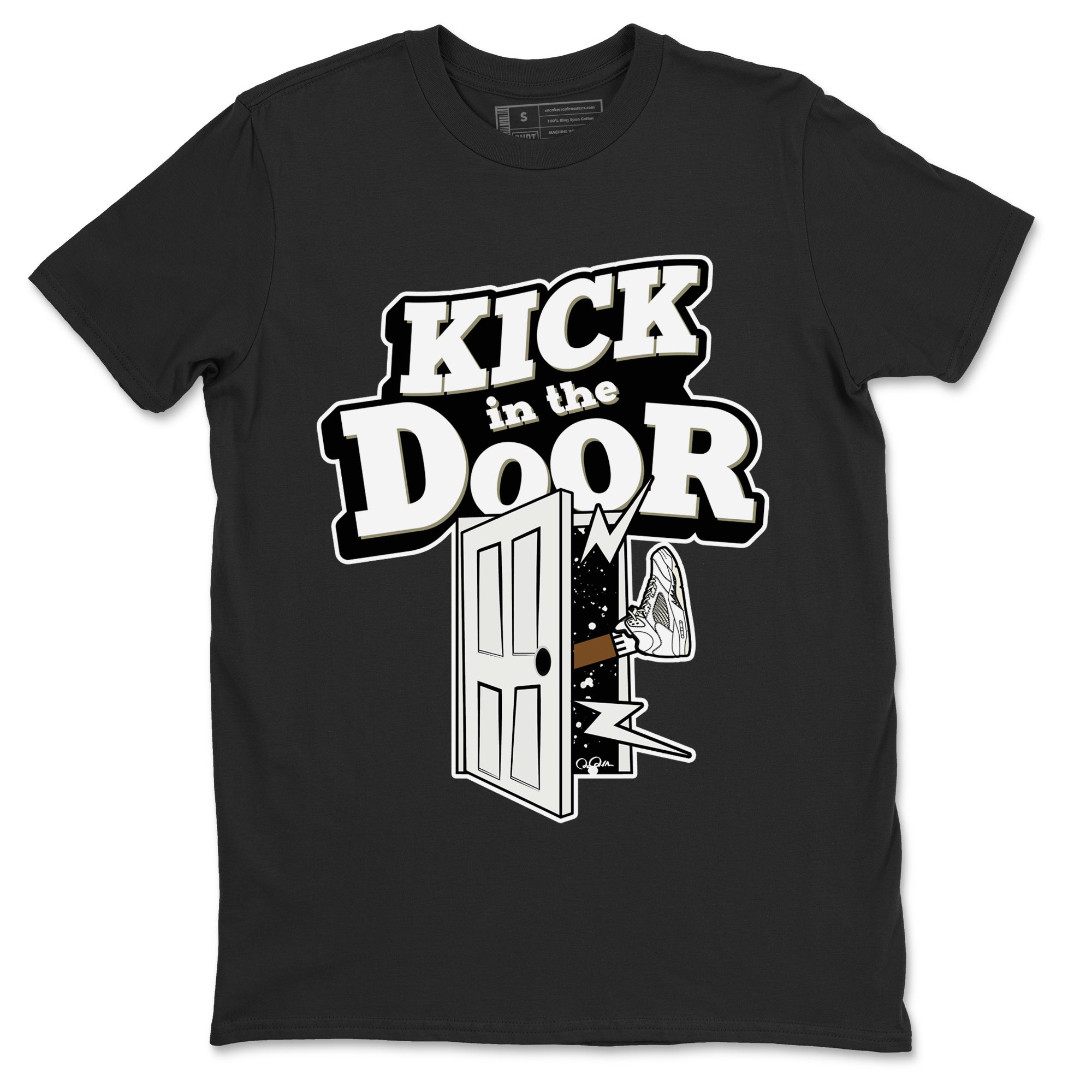 5s Sail shirt to match jordans Kick In The Door sneaker tees Air Jordan 5 Sail Drip Gear Zone unisex cotton Black 2 crew neck shirt