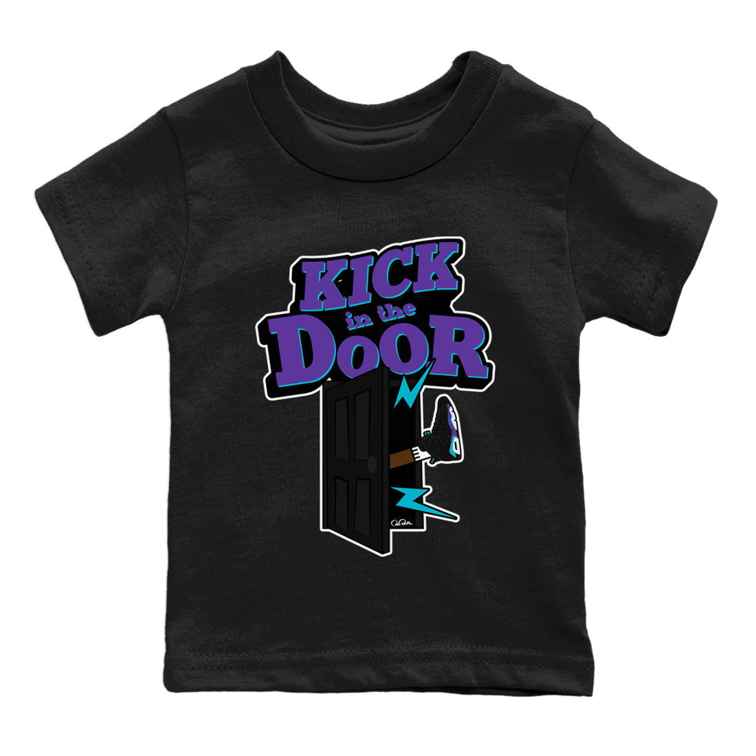 Air Jordan 6 Aqua Sneaker Match Tees Kick In The Door Streetwear Sneaker Shirt AJ6 Aqua Sneaker Release Tees Kids Shirts Black 2