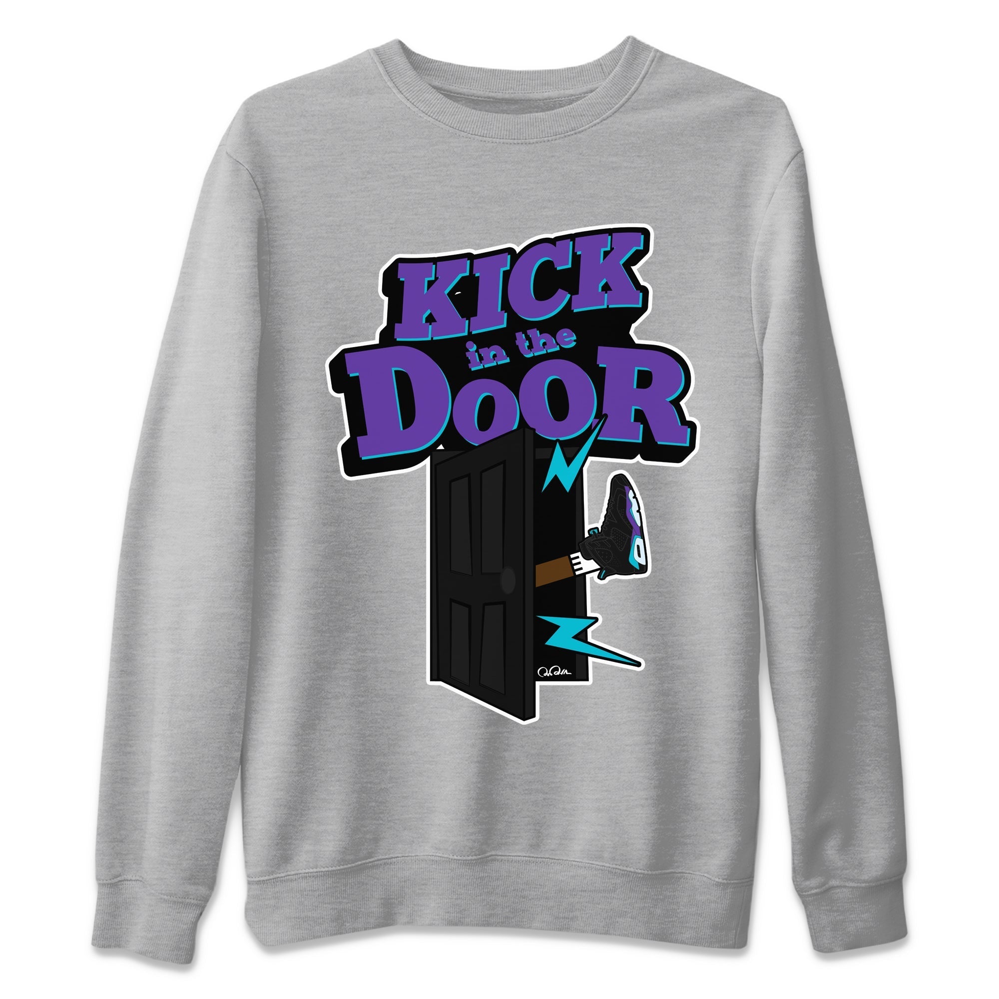 Air Jordan 6 Aqua Sneaker Match Tees Kick In The Door Streetwear Sneaker Shirt AJ6 Aqua Sneaker Release Tees Unisex Shirts Heather Grey 2