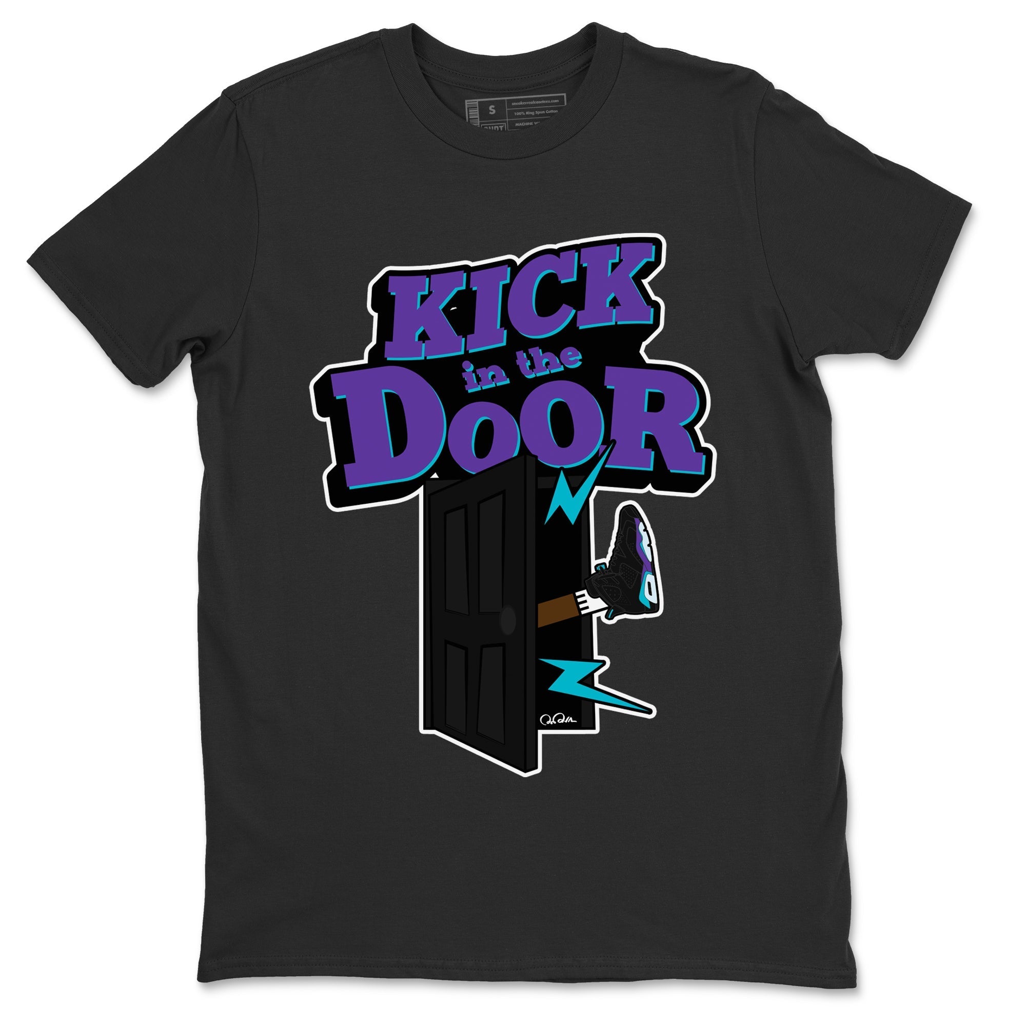 Air Jordan 6 Aqua Sneaker Match Tees Kick In The Door Streetwear Sneaker Shirt AJ6 Aqua Sneaker Release Tees Unisex Shirts Black 2