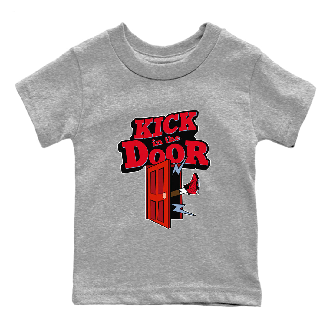 Air Jordan 6 Toro Bravo Sneaker Match Tees Kick In The Door Streetwear Sneaker Shirt AJ6 Toro Bravo Sneaker Release Tees Kids Shirts Heather Grey 2