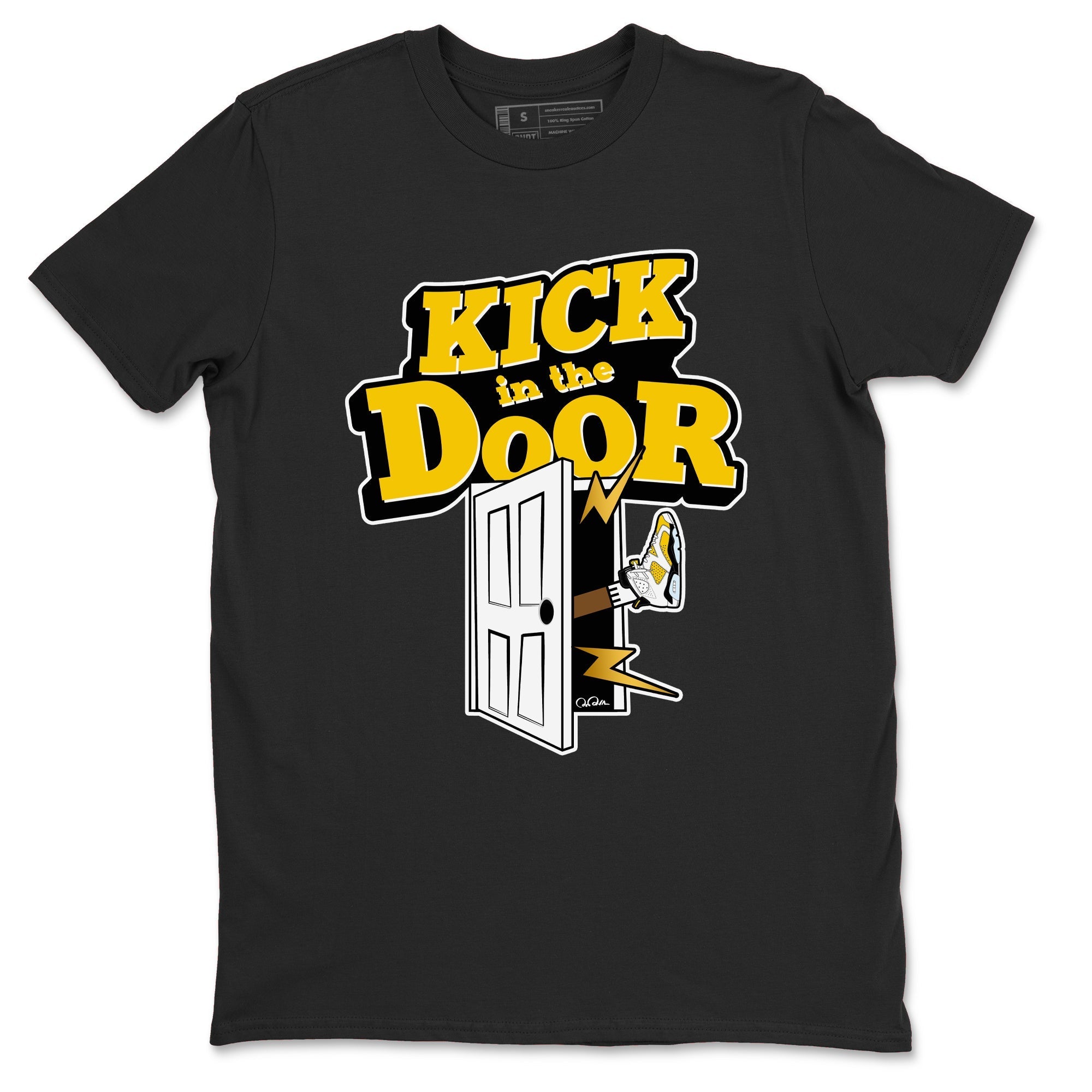 Air Jordan 6 Yellow Ochre shirt to match jordans Kick In The Door sneaker tees streetwear brand AJ6 Yellow Ochre Drip Gear Zone Brand Unisex Black 2 T-Shirt