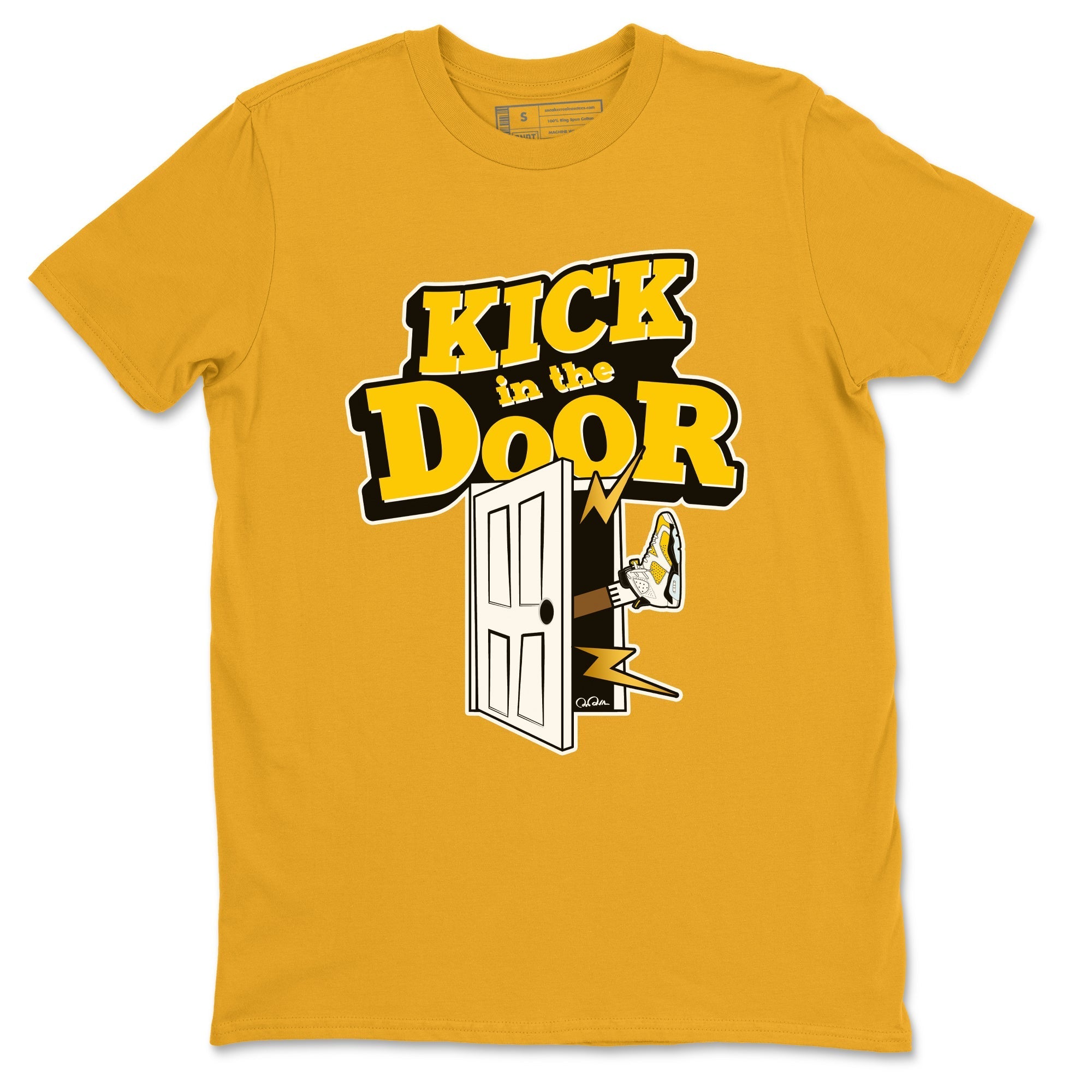 Air Jordan 6 Yellow Ochre shirt to match jordans Kick In The Door sneaker tees streetwear brand AJ6 Yellow Ochre Drip Gear Zone Brand Unisex Gold 2 T-Shirt
