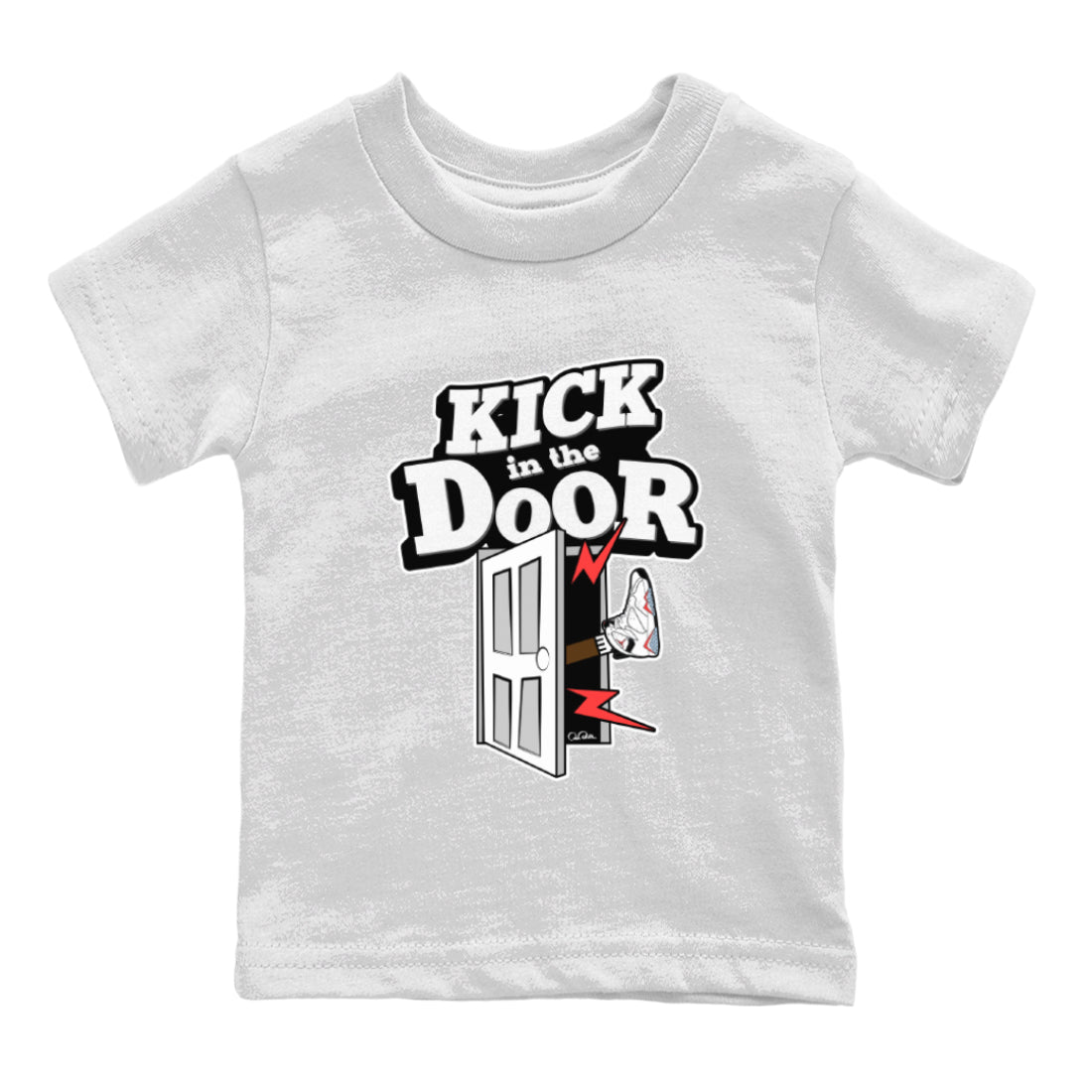 Air Jordan 7 Infrared Sneaker Match Tees Kick In The Door Streetwear Sneaker Shirt AJ7 Infrared Sneaker Release Tees Kids Shirts White 2