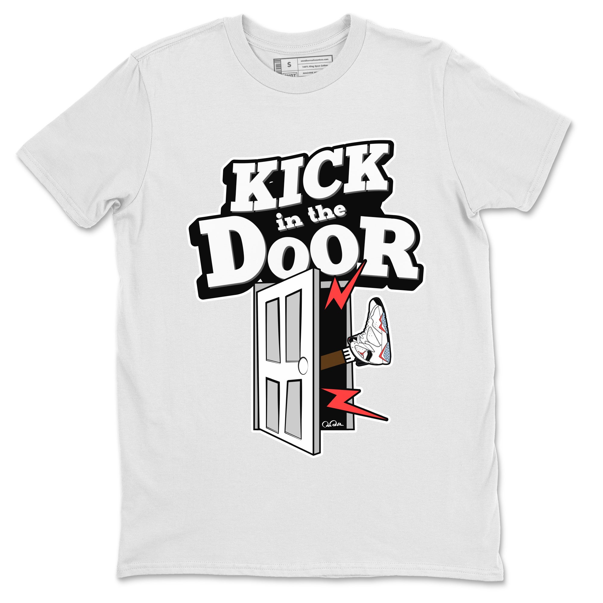Air Jordan 7 Infrared Sneaker Match Tees Kick In The Door Streetwear Sneaker Shirt AJ7 Infrared Sneaker Release Tees Unisex Shirts White 2