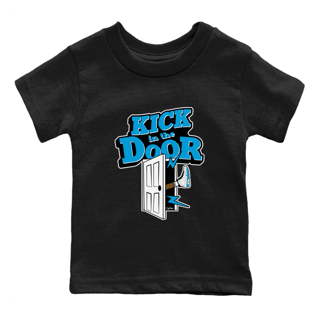 9s Powder Blue shirt to match jordans Kick In The Door sneaker tees Air Jordan 9 Powder Blue Drip Gear Zone baby toddler Black 2 cotton Shirt