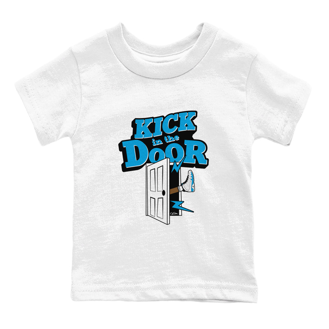 9s Powder Blue shirt to match jordans Kick In The Door sneaker tees Air Jordan 9 Powder Blue Drip Gear Zone baby toddler White 2 cotton Shirt