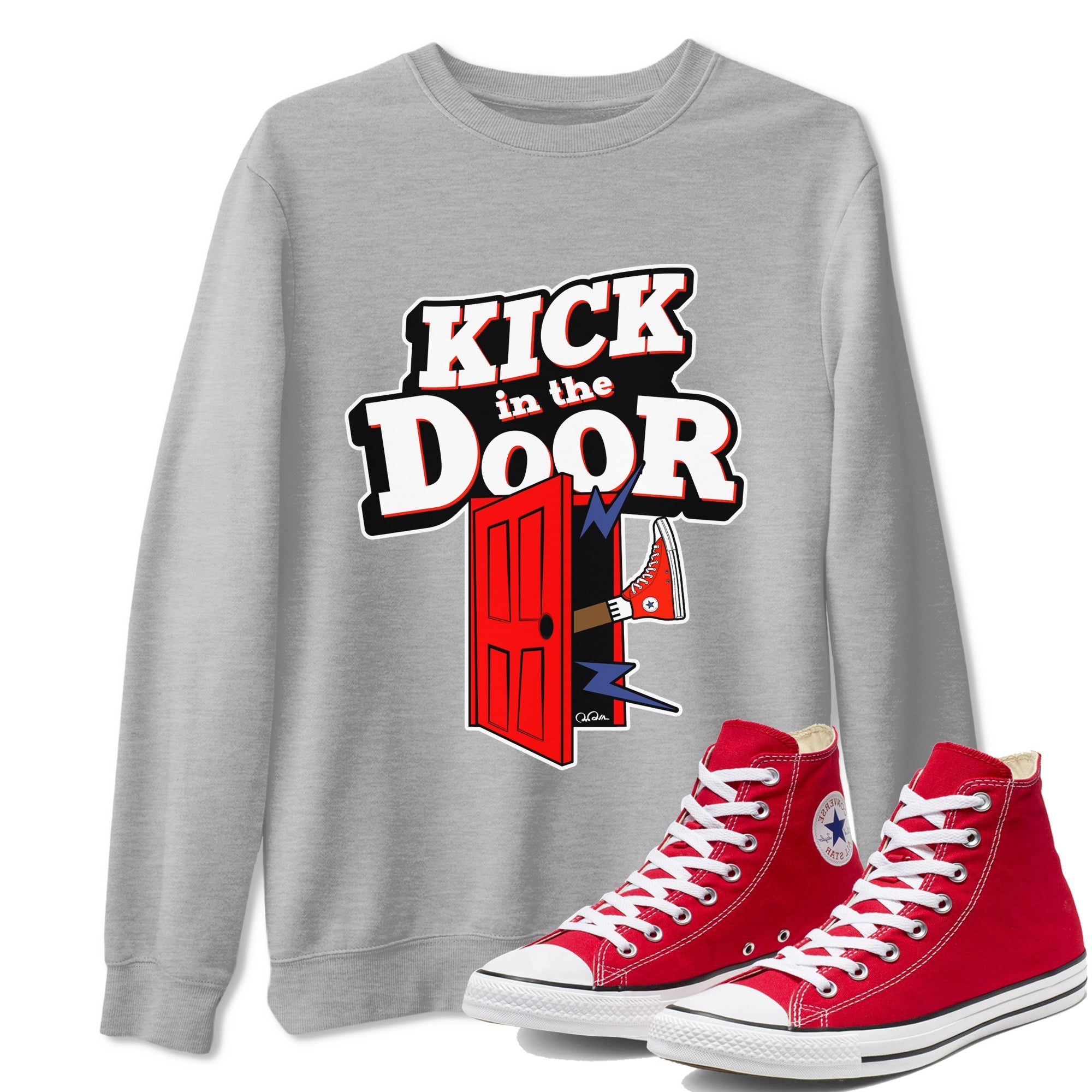 Converse High Top Red shirt to match sneakers Kick In The Door sneaker tees Shoes Match Converse High Top Red Drip Gear Zone Sneaker Tee Unisex Heather Grey 1 T-Shirt