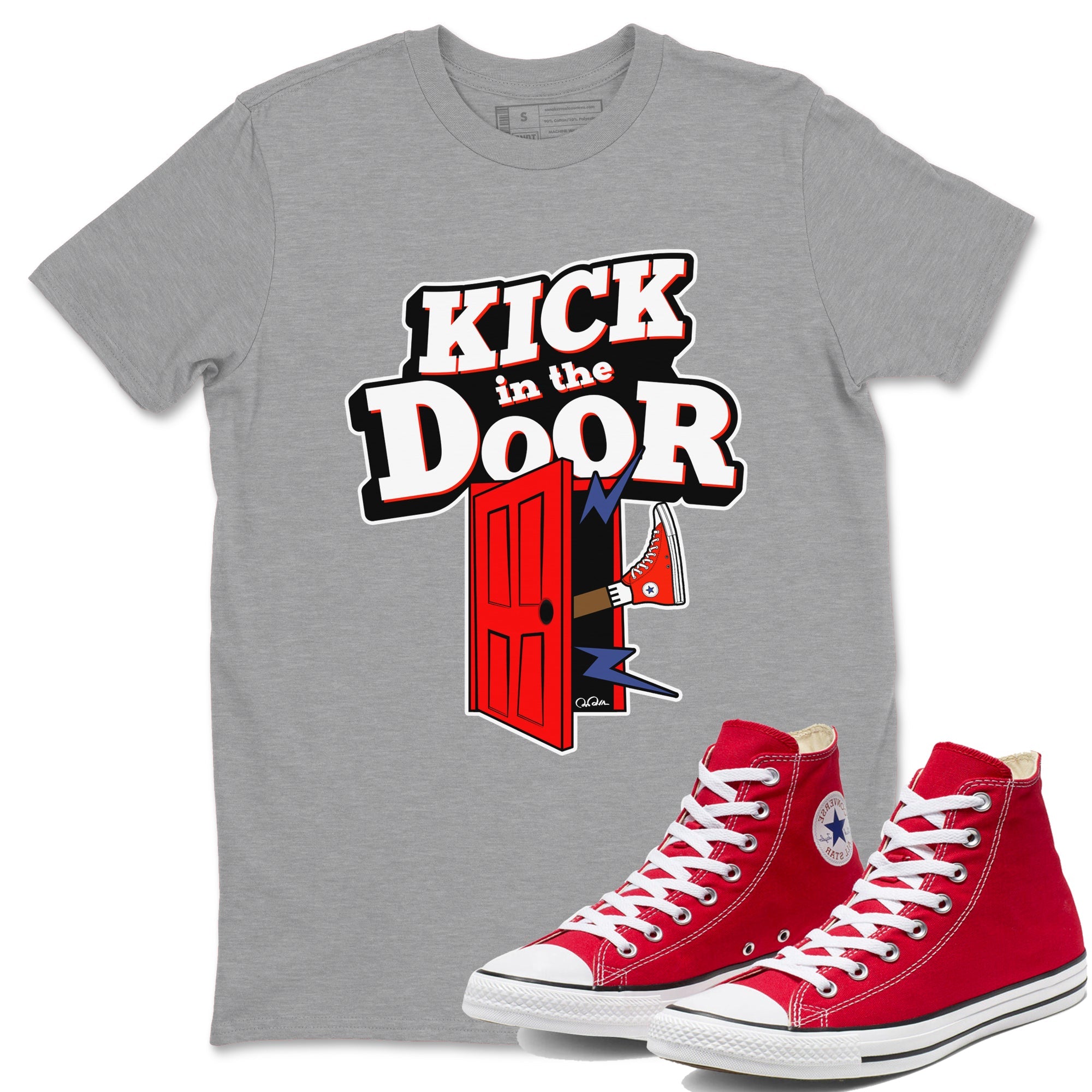 Converse High Top Red shirt to match sneakers Kick In The Door sneaker tees Shoes Match Converse High Top Red Drip Gear Zone Sneaker Tee Unisex Heather Grey 1 T-Shirt