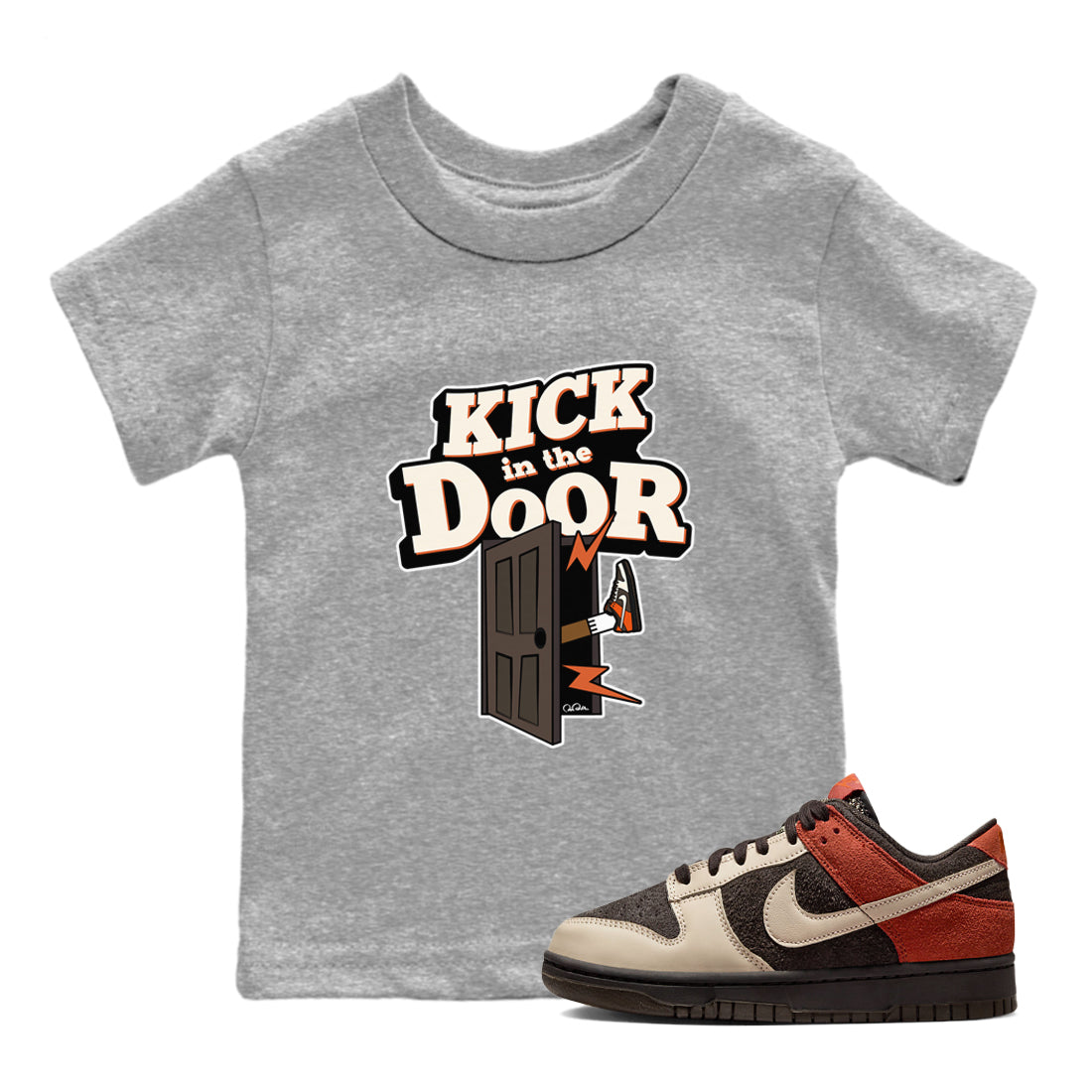 Dunk Red Panda shirt to match jordans Kick In The Door sneaker tees Nike Dunk LowRed Panda Drip Gear Zone Sneaker T-Shirts Youth and Baby Heather Grey 1 T-Shirt