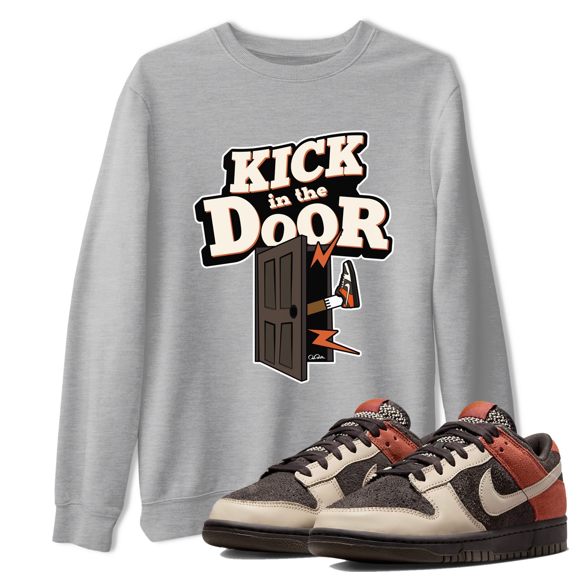 Dunk Red Panda shirt to match jordans Kick In The Door sneaker tees Nike Dunk LowRed Panda Drip Gear Zone Sneaker T-Shirts Crew Neck Casual Fit Heather Grey 1 T-Shirt