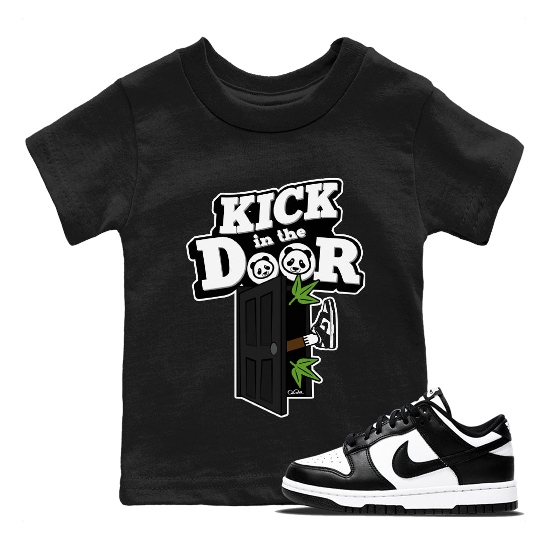 Dunk Panda Sneaker Match Tees Kick In The Door Streetwear Sneaker Shirt Dunk Low White Black Drip Gear Zone Sneaker Matching Clothing Kids Shirts Black 1