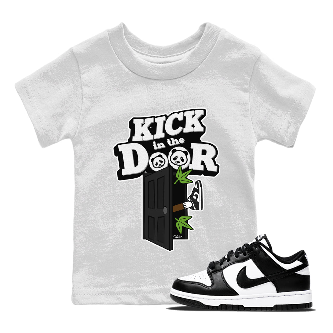 Dunk Panda Sneaker Match Tees Kick In The Door Streetwear Sneaker Shirt Dunk Low White Black Drip Gear Zone Sneaker Matching Clothing Kids Shirts White 1