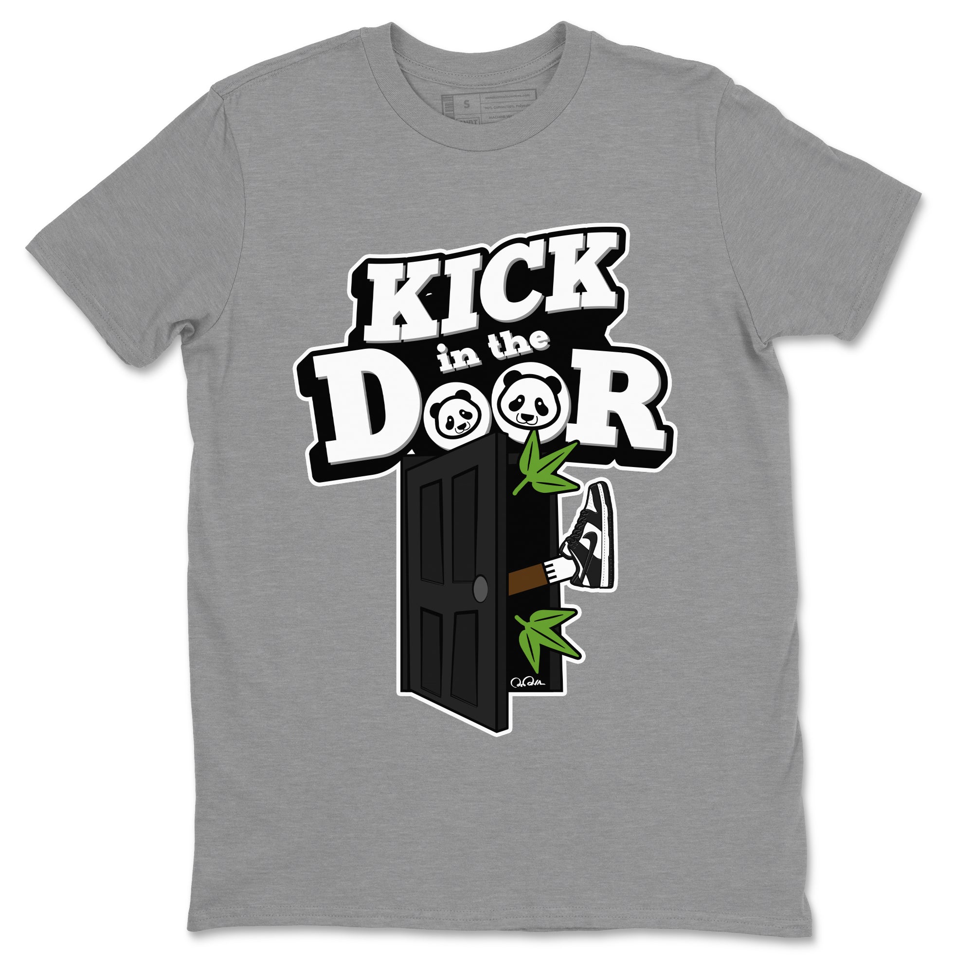 Dunk Panda Sneaker Match Tees Kick In The Door Streetwear Sneaker Shirt Dunk Low White Black Drip Gear Zone Sneaker Matching Clothing Unisex Shirts Heather Grey 2