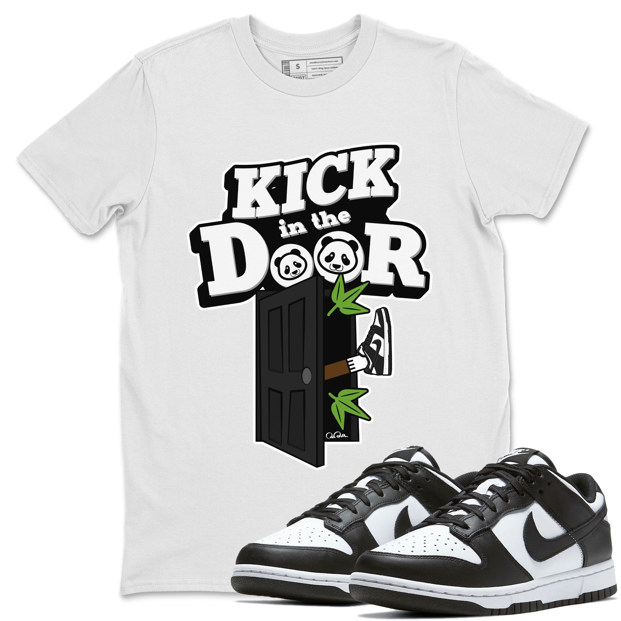 Dunk Panda Sneaker Match Tees Kick In The Door Streetwear Sneaker Shirt Dunk Low White Black Drip Gear Zone Sneaker Matching Clothing Unisex Shirts White 1