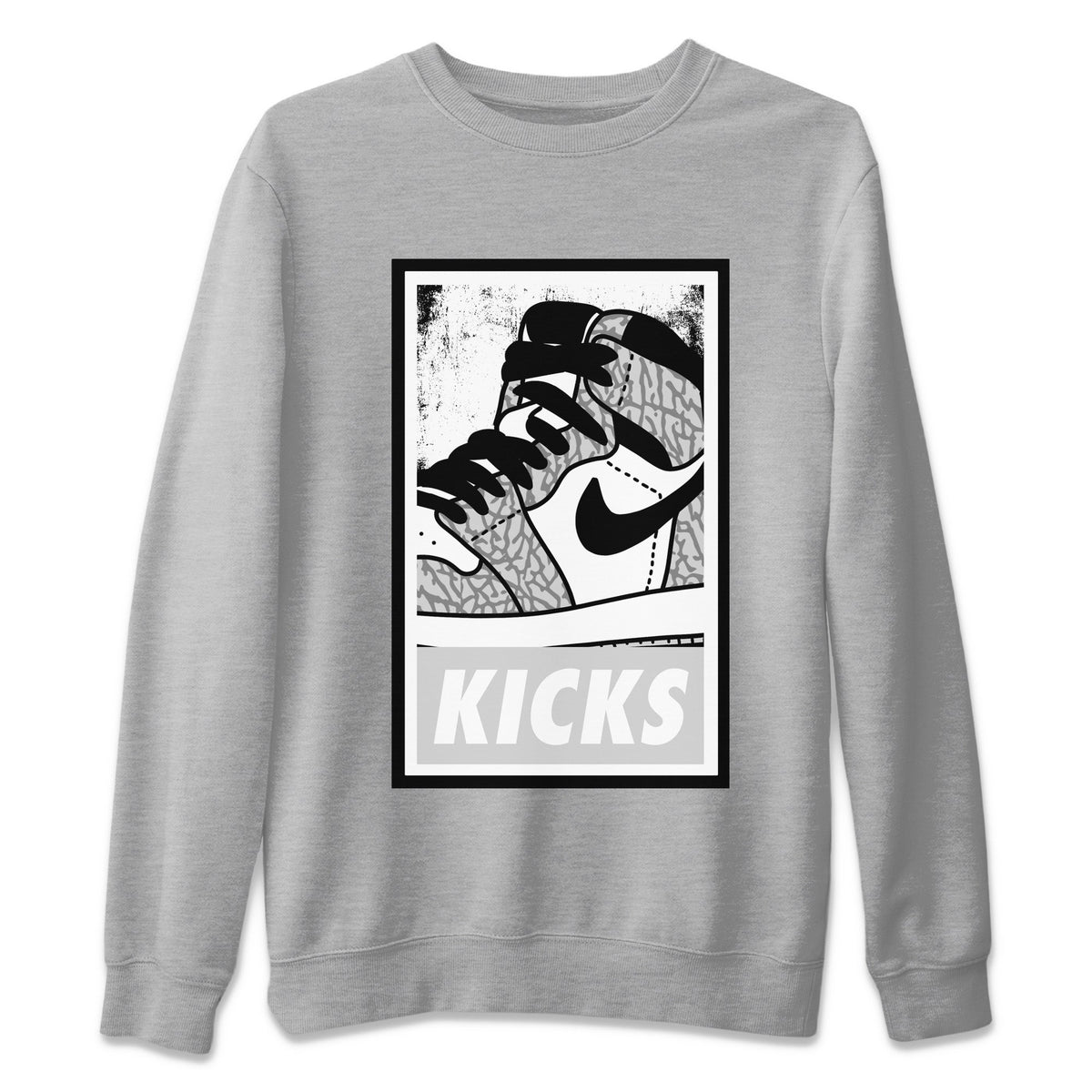 Jordan 1 White Cement Sneaker Matching T-Shirt KICKS Sneaker Tees Jordan 1 White Cement Sneaker Release Tees Crew Neck Tees
