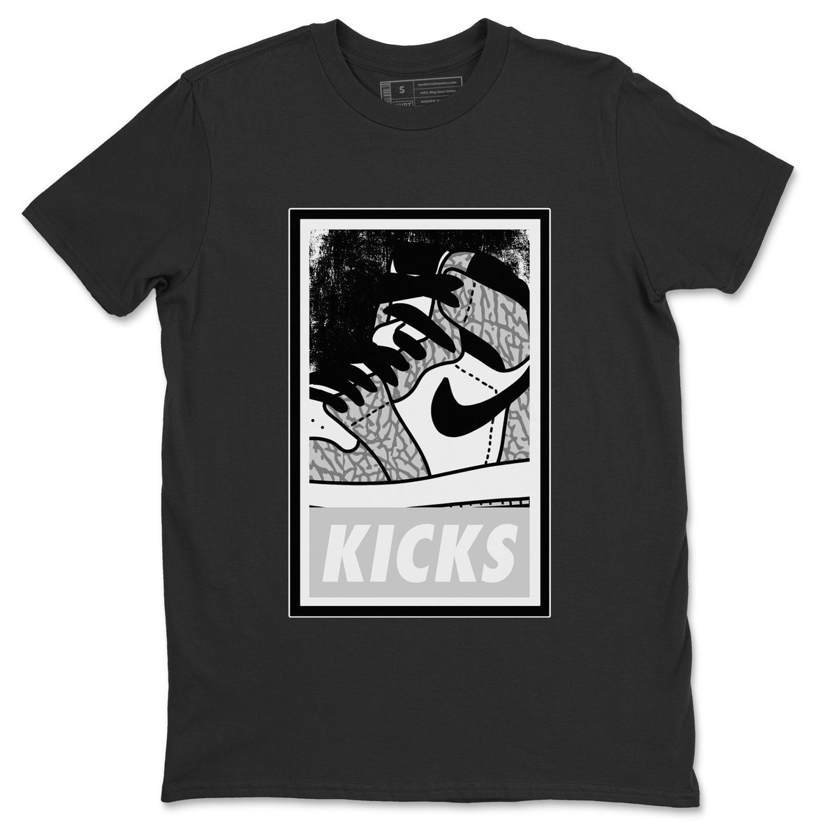 Jordan 1 White Cement Sneaker Matching T-Shirt KICKS Sneaker Tees Jordan 1 White Cement Sneaker Release Tees Crew Neck Tees