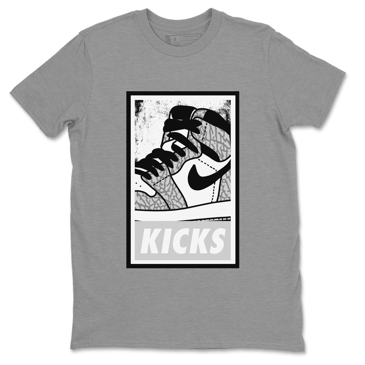 Jordan 1 White Cement Sneaker Matching T-Shirt KICKS Sneaker Tees Jordan 1 White Cement Sneaker Release Tees Crew Neck Tees