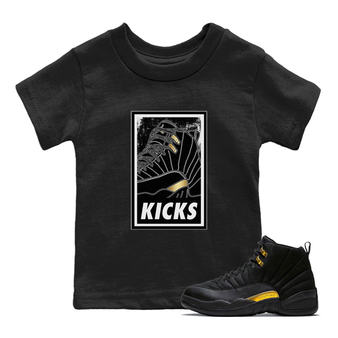 Jordan 12 Black Taxi Sneaker Matching T-Shirt KICKS Sneaker Tees Jordan 12 Black Taxi Sneaker Release Tees Kids Shirts