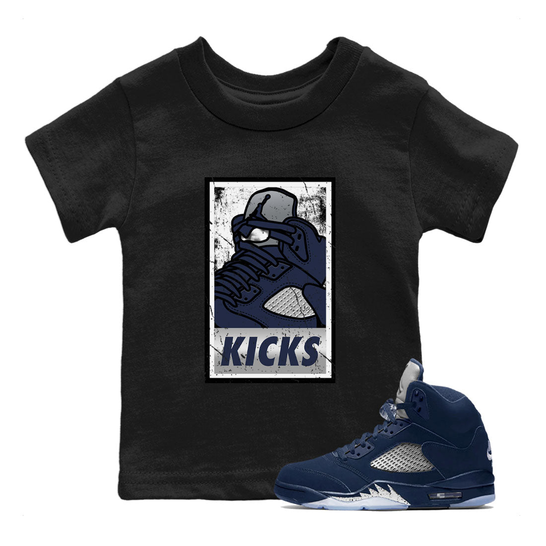 AJ5 Georgetown shirt to match jordans KICKS Streetwear Sneaker Shirt Air Jordan 5 Georgetown Drip Gear Zone Sneaker Matching Clothing Baby Toddler Black 1 T-Shirt