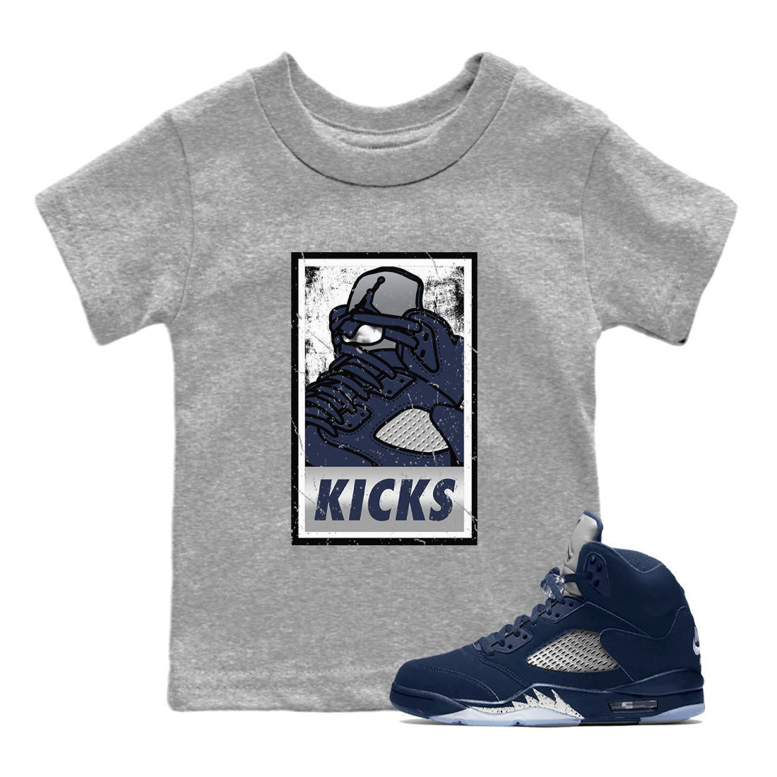 AJ5 Georgetown shirt to match jordans KICKS Streetwear Sneaker Shirt Air Jordan 5 Georgetown Drip Gear Zone Sneaker Matching Clothing Baby Toddler Heather Grey 1 T-Shirt