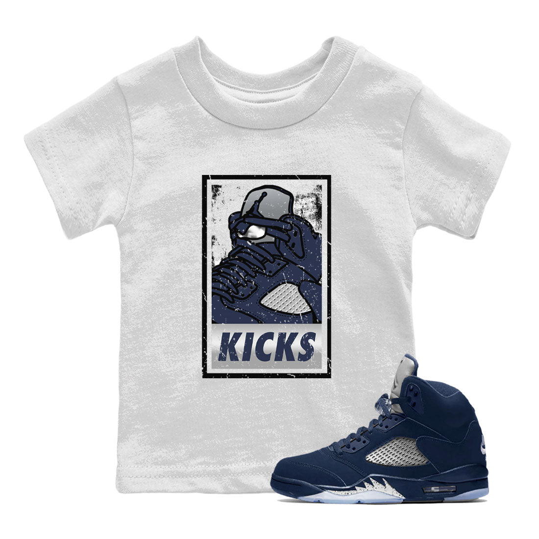 AJ5 Georgetown shirt to match jordans KICKS Streetwear Sneaker Shirt Air Jordan 5 Georgetown Drip Gear Zone Sneaker Matching Clothing Baby Toddler White 1 T-Shirt