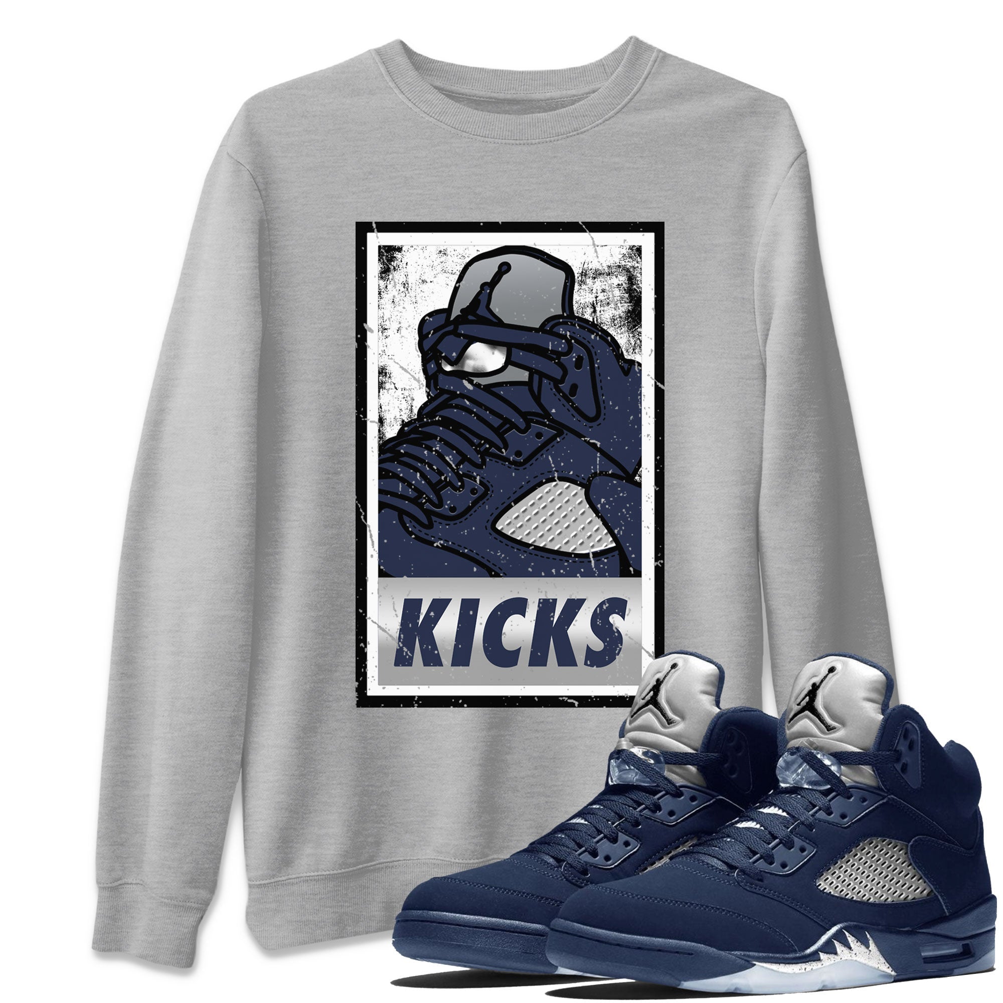 AJ5 Georgetown shirt to match jordans KICKS Streetwear Sneaker Shirt Air Jordan 5 Georgetown Drip Gear Zone Sneaker Matching Clothing Unisex Heather Grey 1 T-Shirt