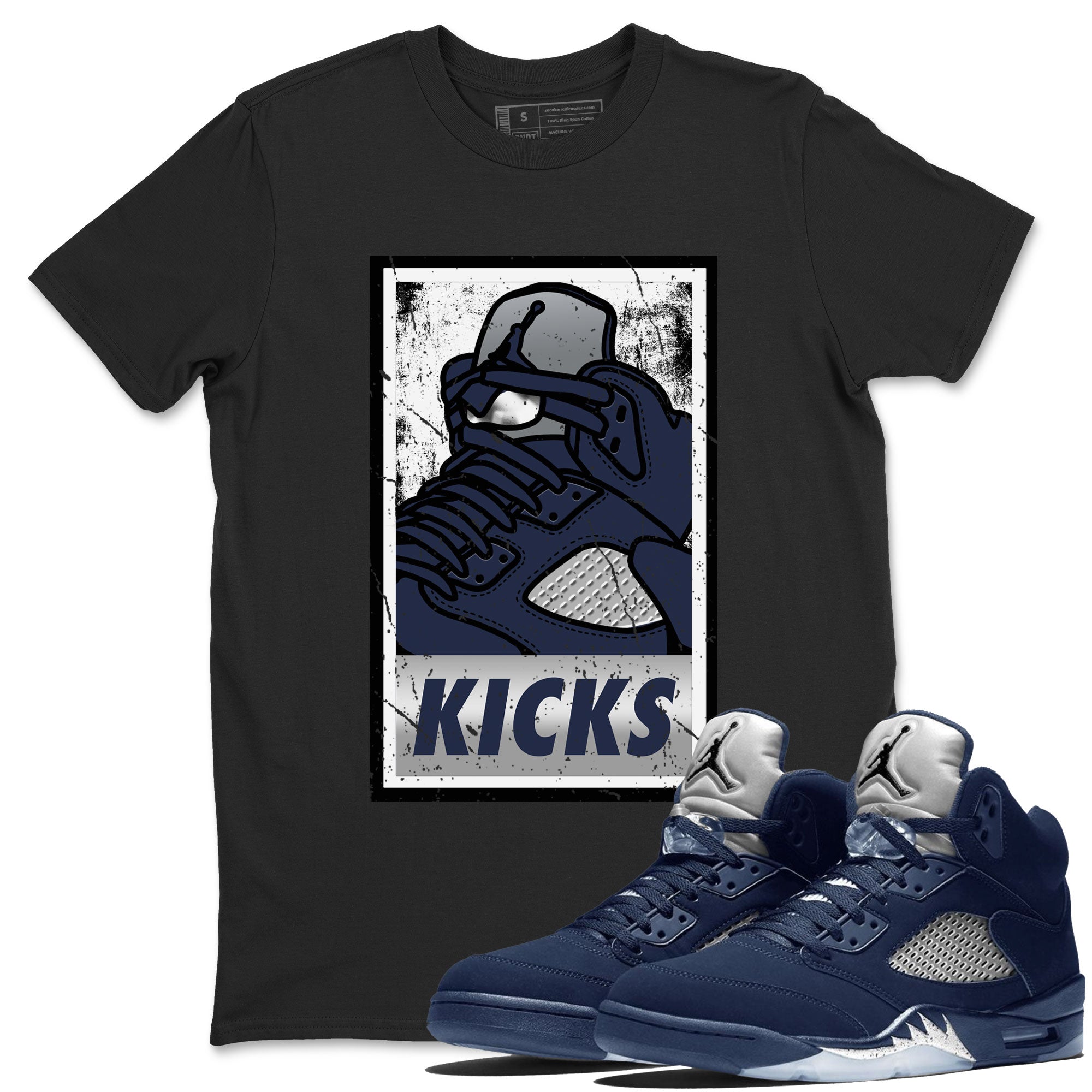 AJ5 Georgetown shirt to match jordans KICKS Streetwear Sneaker Shirt Air Jordan 5 Georgetown Drip Gear Zone Sneaker Matching Clothing Unisex Black 1 T-Shirt