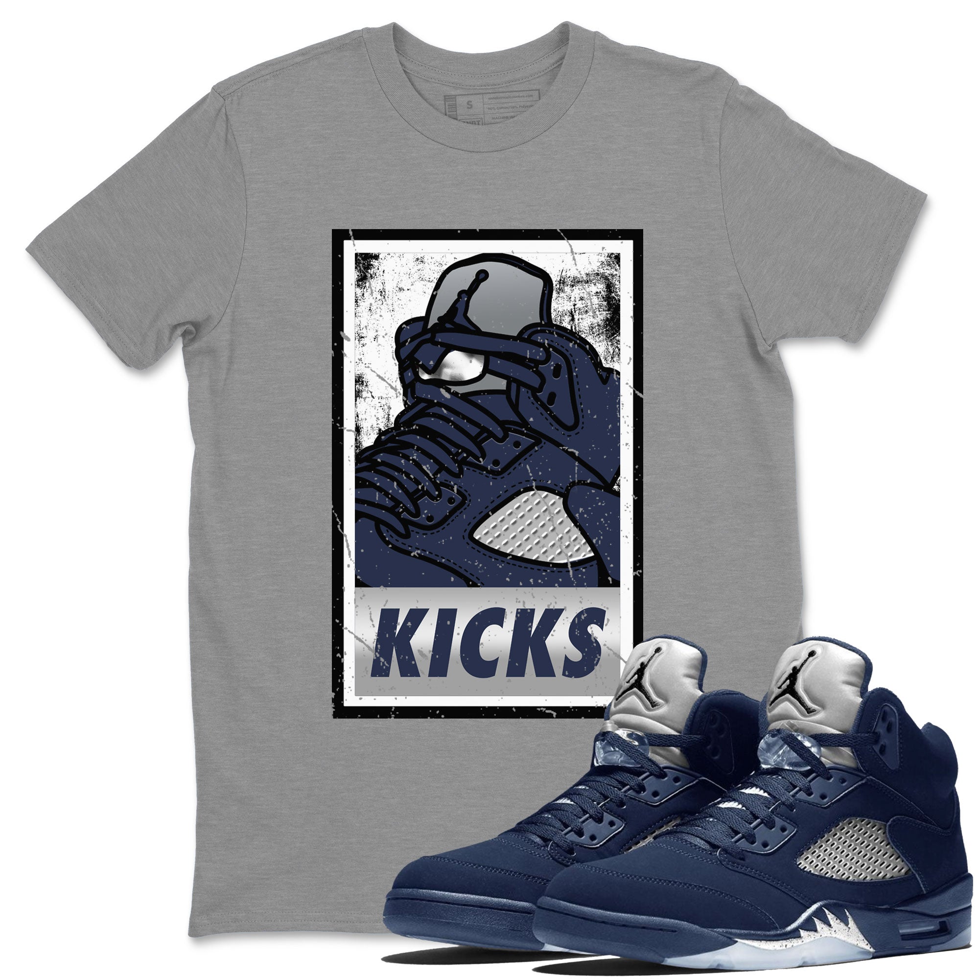 AJ5 Georgetown shirt to match jordans KICKS Streetwear Sneaker Shirt Air Jordan 5 Georgetown Drip Gear Zone Sneaker Matching Clothing Unisex Heather Grey 1 T-Shirt