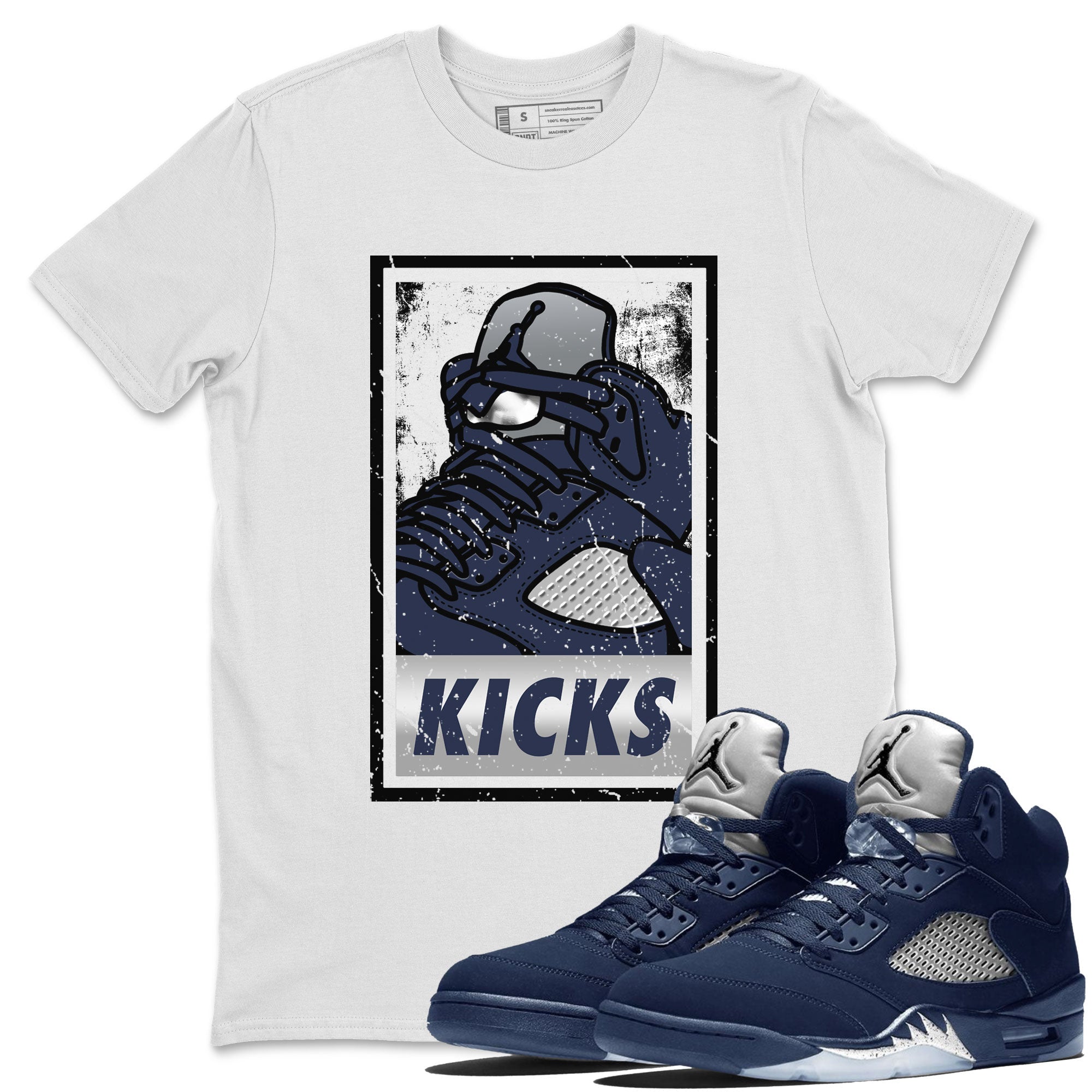 AJ5 Georgetown shirt to match jordans KICKS Streetwear Sneaker Shirt Air Jordan 5 Georgetown Drip Gear Zone Sneaker Matching Clothing Unisex White 1 T-Shirt