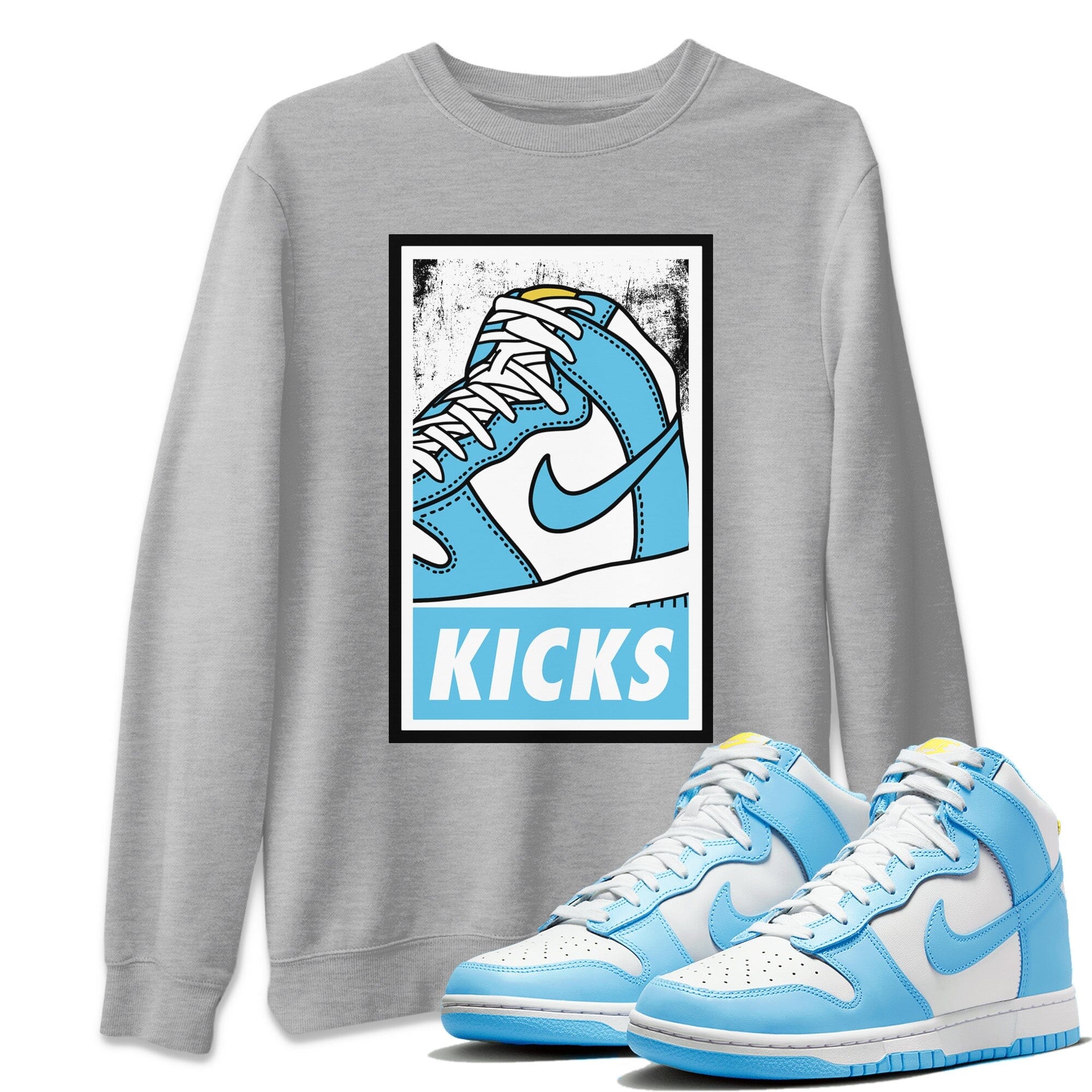 Dunk Blue Chill Sneaker Match Tees KICKS Sneaker Tees Dunk Blue Chill Jordan to match sneaker T-Shirt Crew Neck Shirts