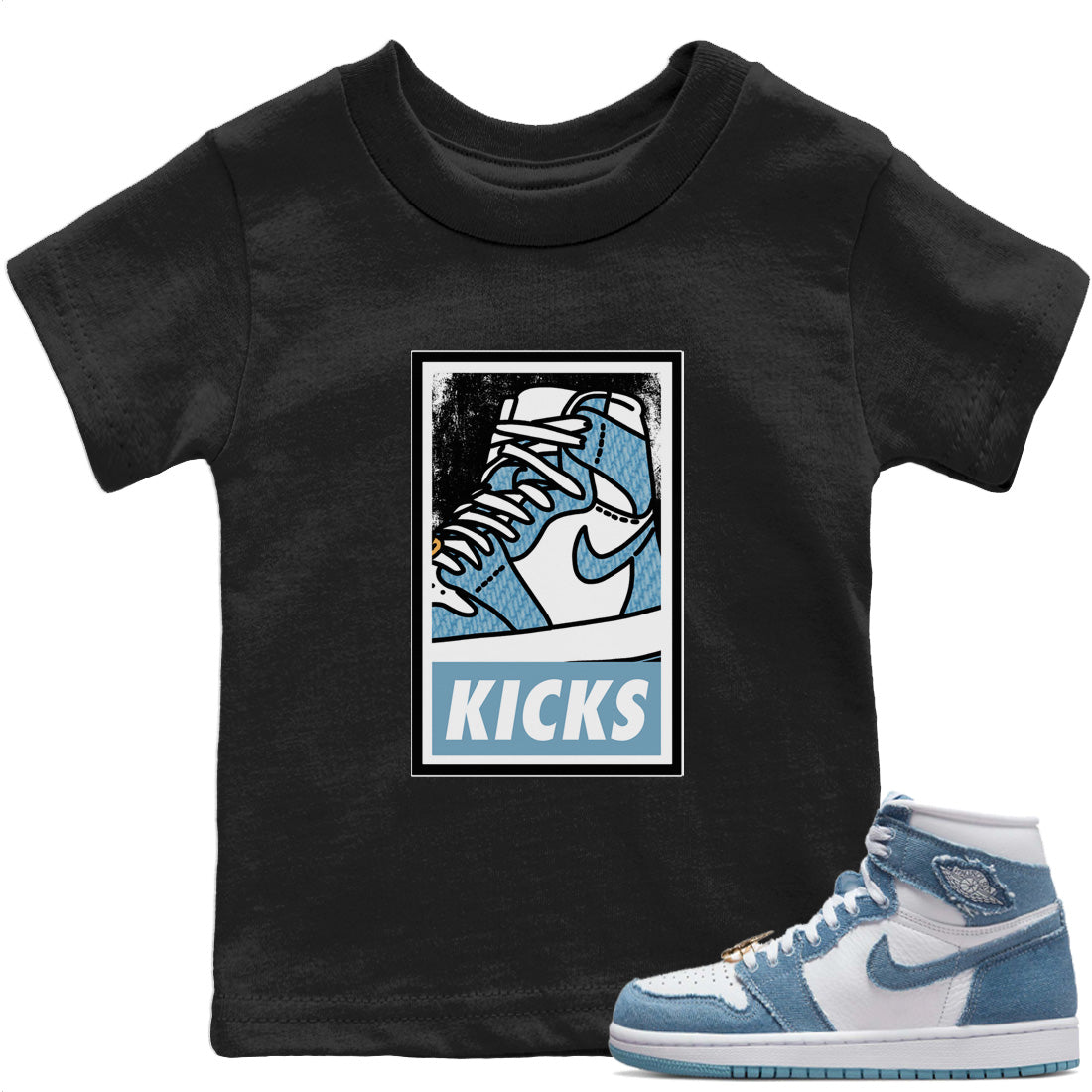 Jordan 1 Denim Sneaker Matching T-Shirt KICKS Sneaker Tees Jordan 1 Denim Sneaker Release Tees Kids Shirts