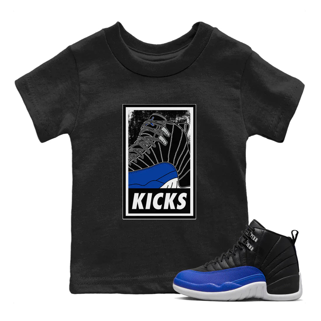 Jordan 12 Hyper Royal Sneaker Matching T-Shirt KICKS Sneaker Tees Jordan 12 Hyper Royal Sneaker Release Tees Kids Shirts