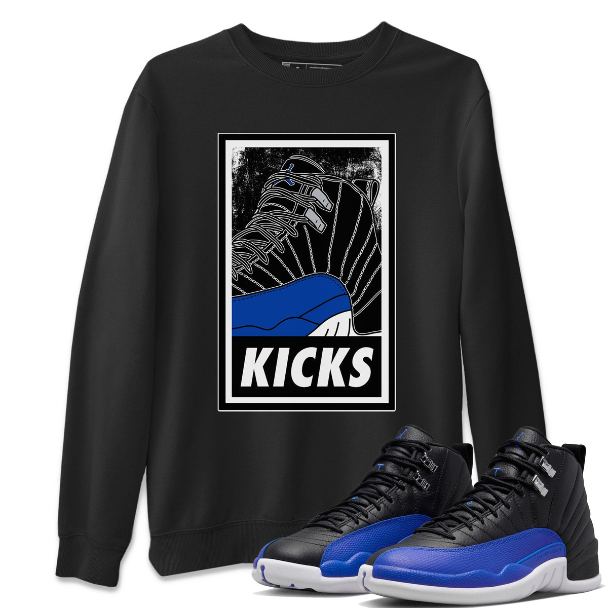 Jordan 12 Hyper Royal Sneaker Matching T-Shirt KICKS Sneaker Tees Jordan 12 Hyper Royal Sneaker Release Tees Crew Neck Tees