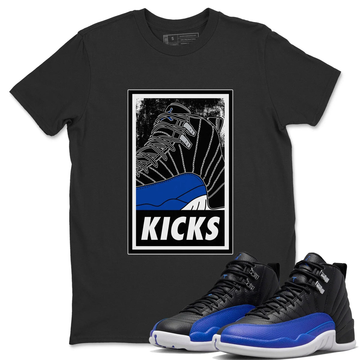 Jordan 12 Hyper Royal Sneaker Matching T-Shirt KICKS Sneaker Tees Jordan 12 Hyper Royal Sneaker Release Tees Crew Neck Tees