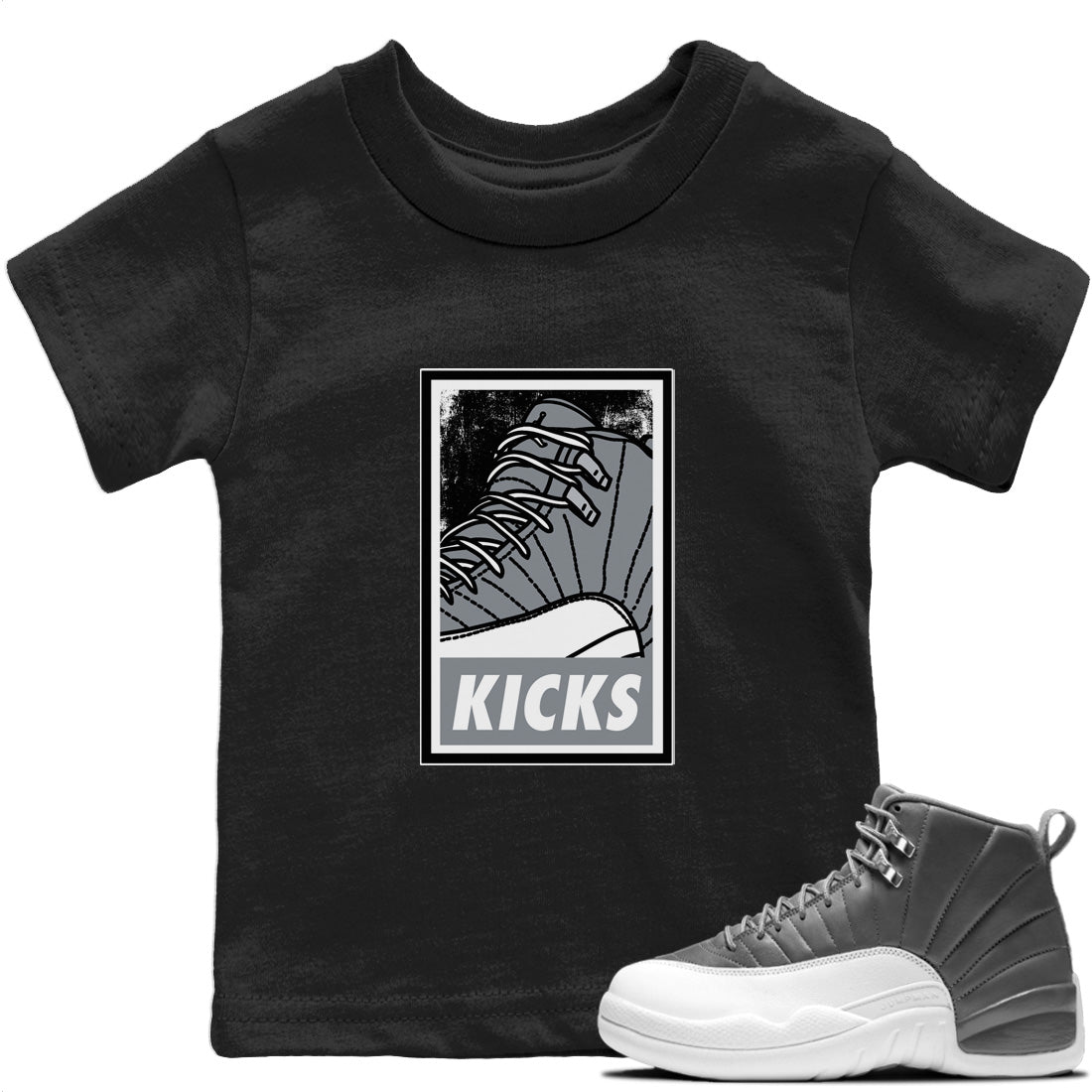 Jordan 12 Stealth Sneaker Matching T-Shirt KICKS Sneaker Tees Jordan 12 Stealth Sneaker Release Tees Kids Shirts