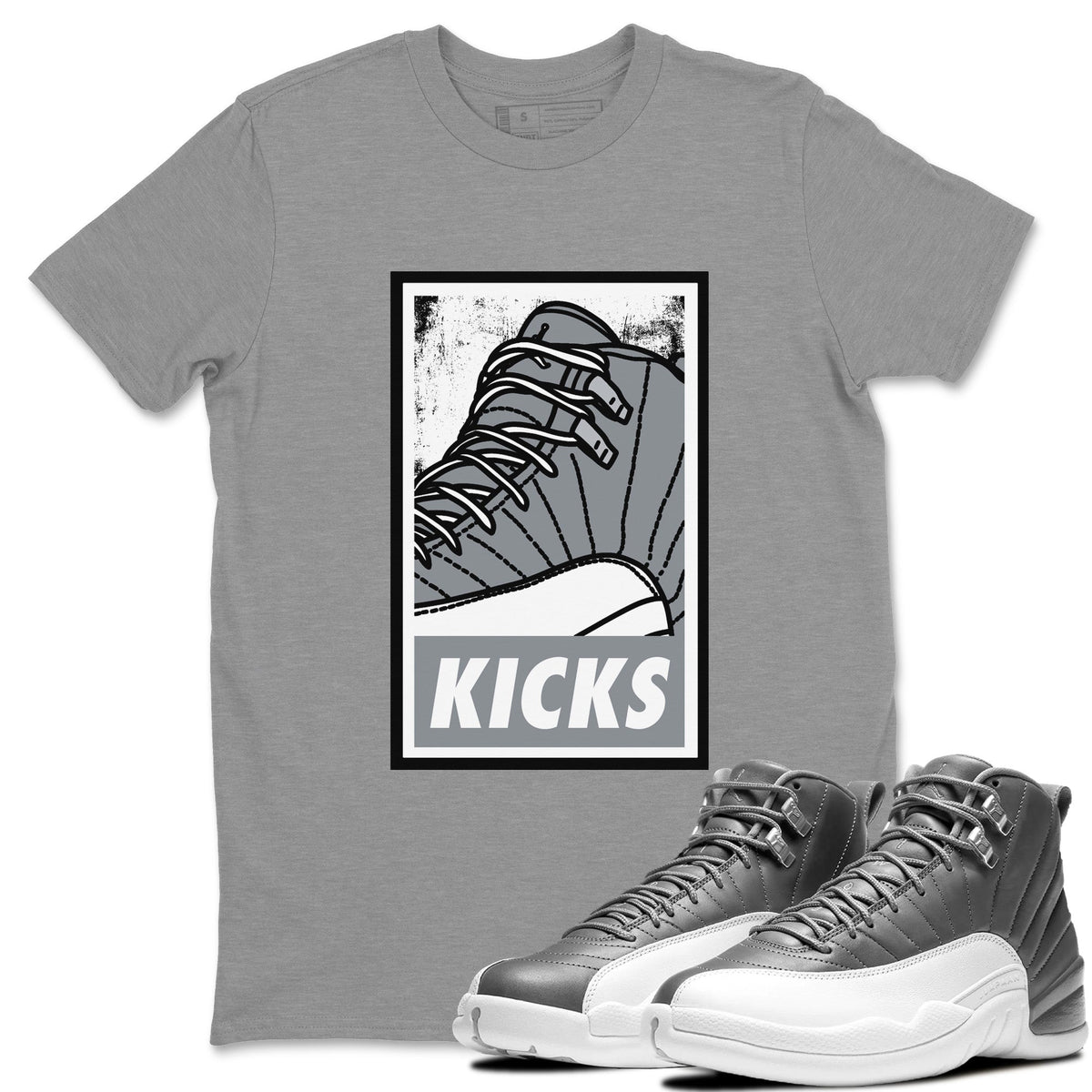 Jordan 12 Stealth Sneaker Matching T-Shirt KICKS Sneaker Tees Jordan 12 Stealth Sneaker Release Tees Crew Neck Tees