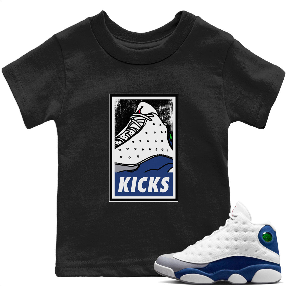 Jordan 13 French Blue Sneaker Matching T-Shirt KICKS Sneaker Tees Jordan 13 French Blue Sneaker Release Tees Kids Shirts