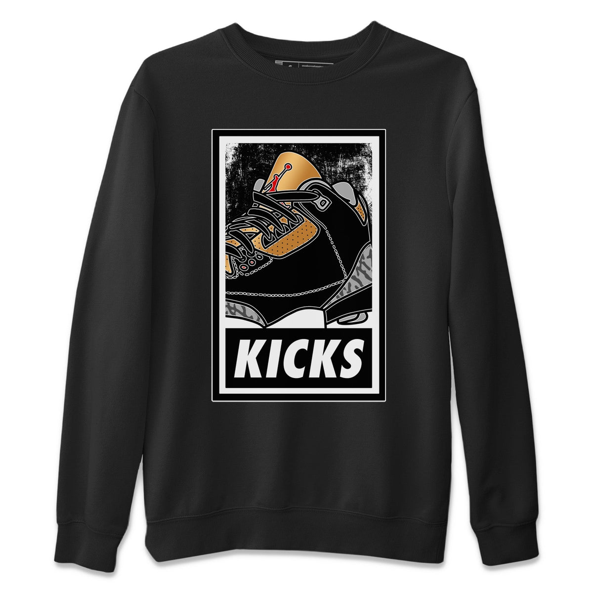 Jordan 3 Black Gold Sneaker Matching T-Shirt KICKS Sneaker Tees Jordan 3 Black Gold Sneaker Release Tees Crew Neck Tees