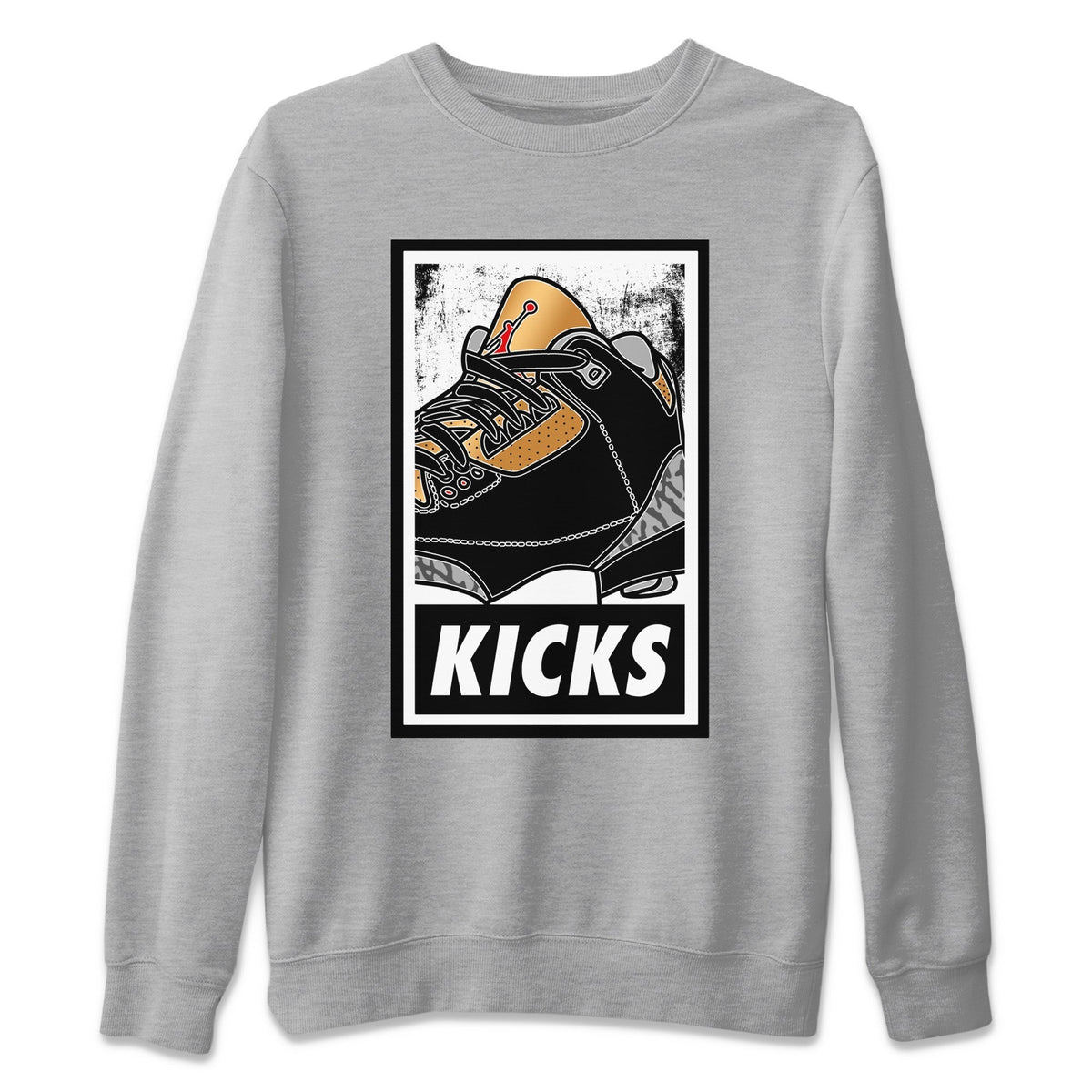 Jordan 3 Black Gold Sneaker Matching T-Shirt KICKS Sneaker Tees Jordan 3 Black Gold Sneaker Release Tees Crew Neck Tees