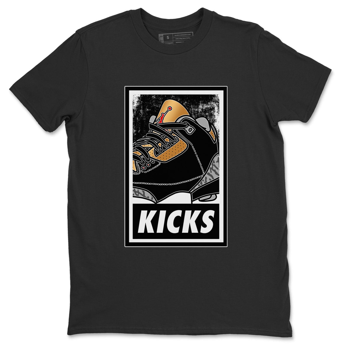 Jordan 3 Black Gold Sneaker Matching T-Shirt KICKS Sneaker Tees Jordan 3 Black Gold Sneaker Release Tees Crew Neck Tees