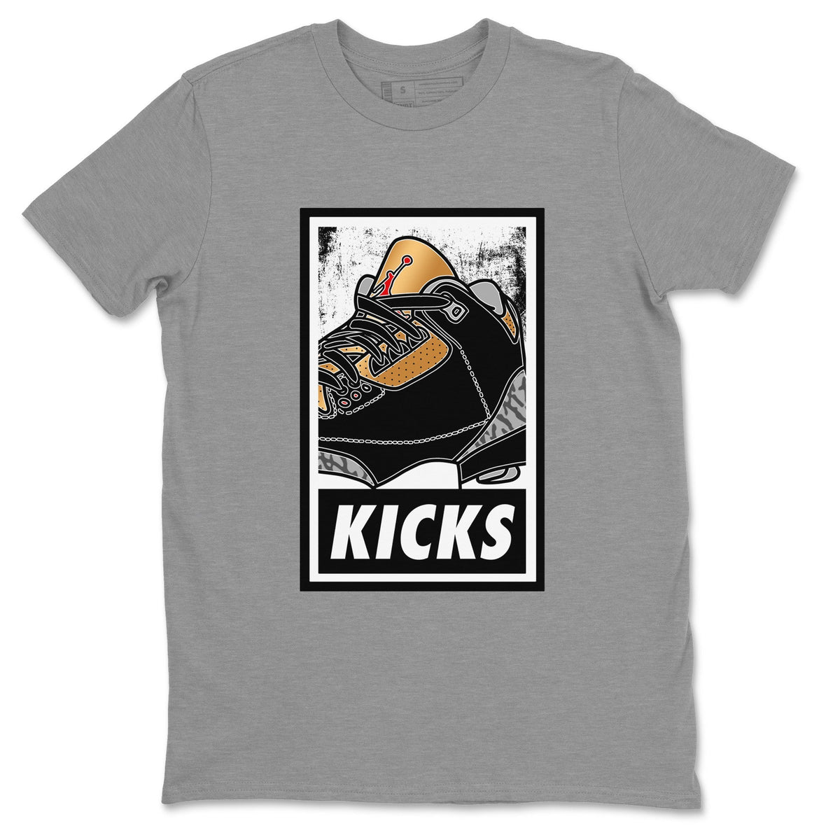 Jordan 3 Black Gold Sneaker Matching T-Shirt KICKS Sneaker Tees Jordan 3 Black Gold Sneaker Release Tees Crew Neck Tees