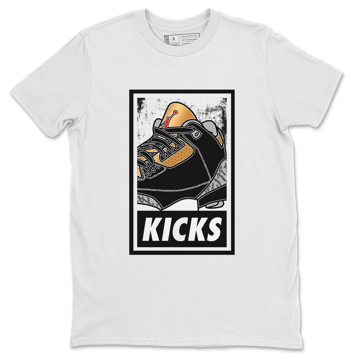 Jordan 3 Black Gold Sneaker Matching T-Shirt KICKS Sneaker Tees Jordan 3 Black Gold Sneaker Release Tees Crew Neck Tees