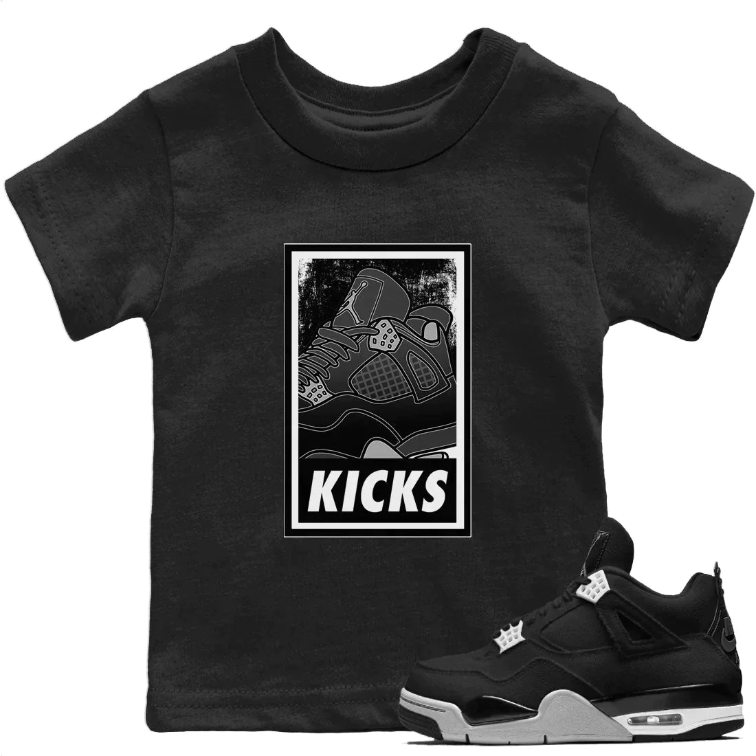 Jordan 4 Black Canvas Sneaker Matching T-Shirt KICKS Sneaker Tees Jordan 4 Black Canvas Sneaker Release Tees Kids Shirts