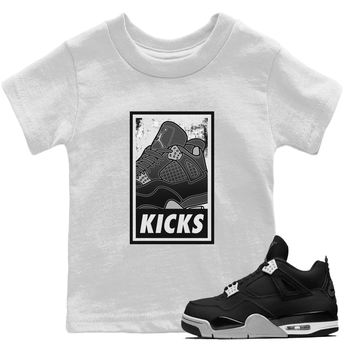 Jordan 4 Black Canvas Sneaker Matching T-Shirt KICKS Sneaker Tees Jordan 4 Black Canvas Sneaker Release Tees Kids Shirts