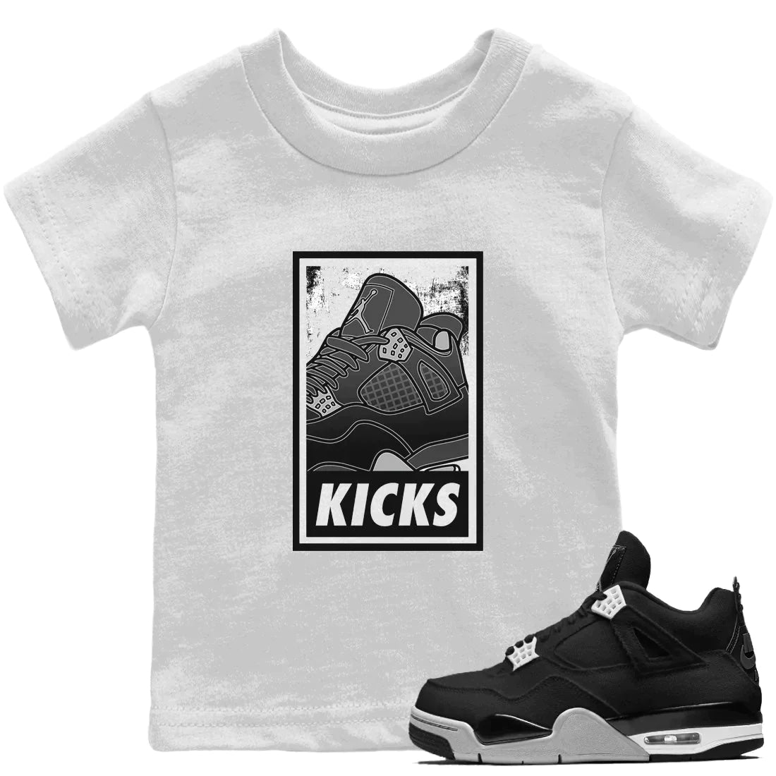 Jordan 4 Black Canvas Sneaker Matching T-Shirt KICKS Sneaker Tees Jordan 4 Black Canvas Sneaker Release Tees Kids Shirts