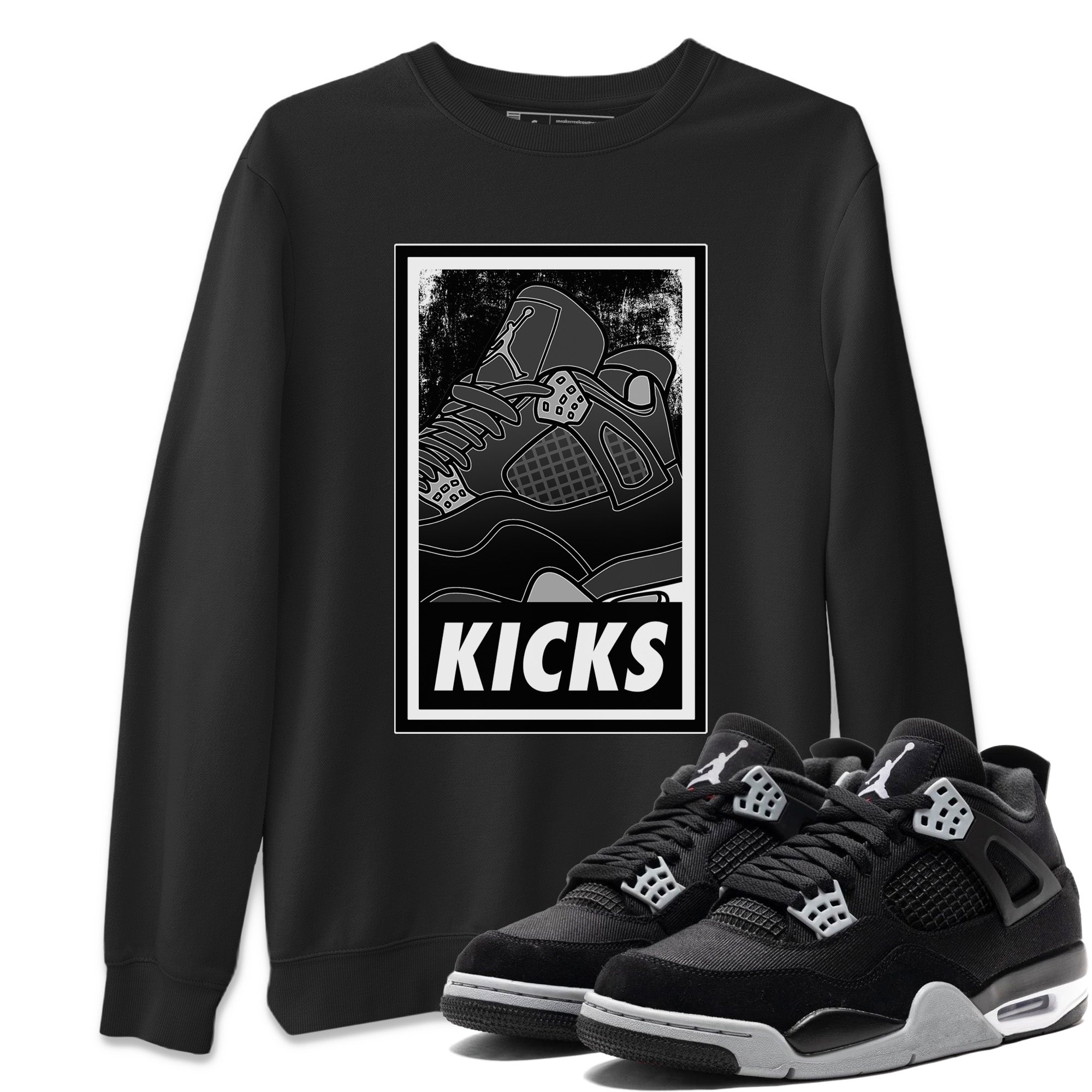 Jordan 4 Black Canvas Sneaker Matching T-Shirt KICKS Sneaker Tees Jordan 4 Black Canvas Sneaker Release Tees Crew Neck Tees